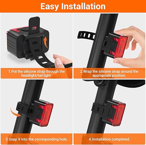 Miniatura 7 de RIDWIND Bike Lights Set Ultra Bright, Rechargeable Bicycle Lights Front and Rear, 5+6 Modes Bike Lights for Night Riding, IPX6 Waterproof, 300