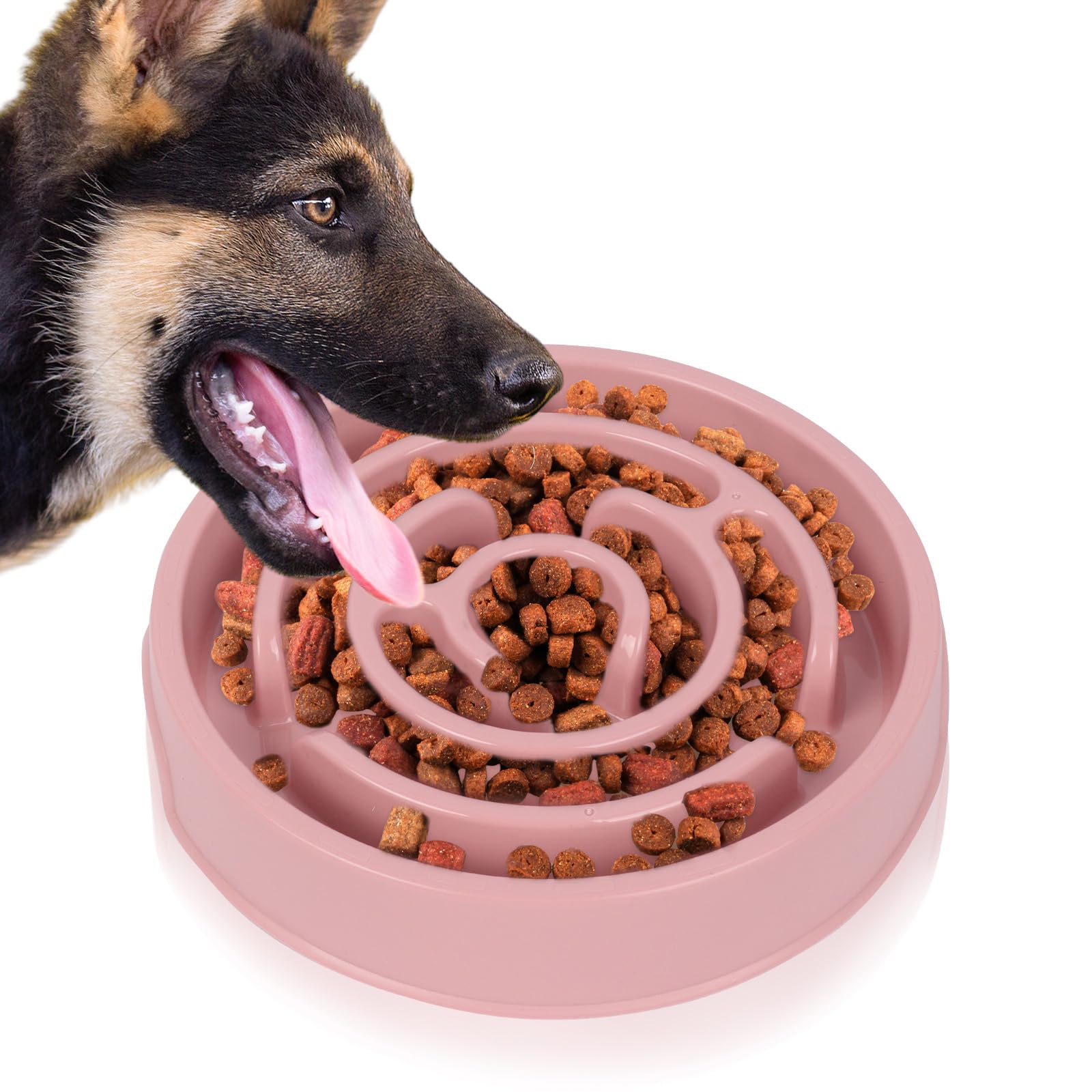 Sueving Slow Feeder Dog Bowl, Pink Slow Feeding Dog Bowl, Non-slip Pet Feeding Bowls for Small Medium Dogs Cats (Pink)