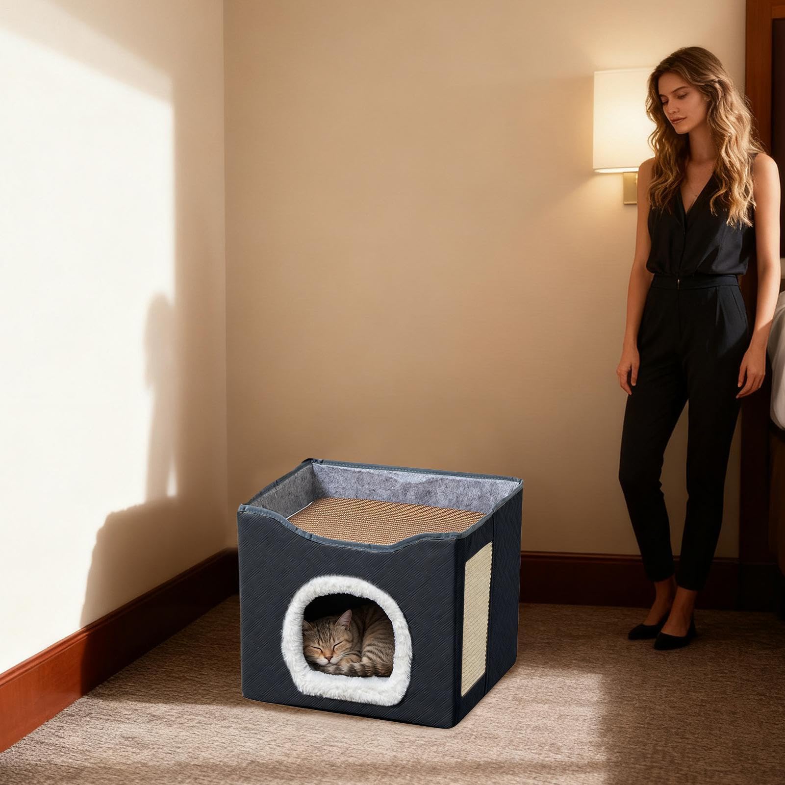 Per Gatti Cuccia Traspirante Semi-Chiusa Per Animali Domestici | Cucce Per Gatti Da Interno Per Piccoli E Grandi Da Balcone Cortili Giardino Cortile Fienile