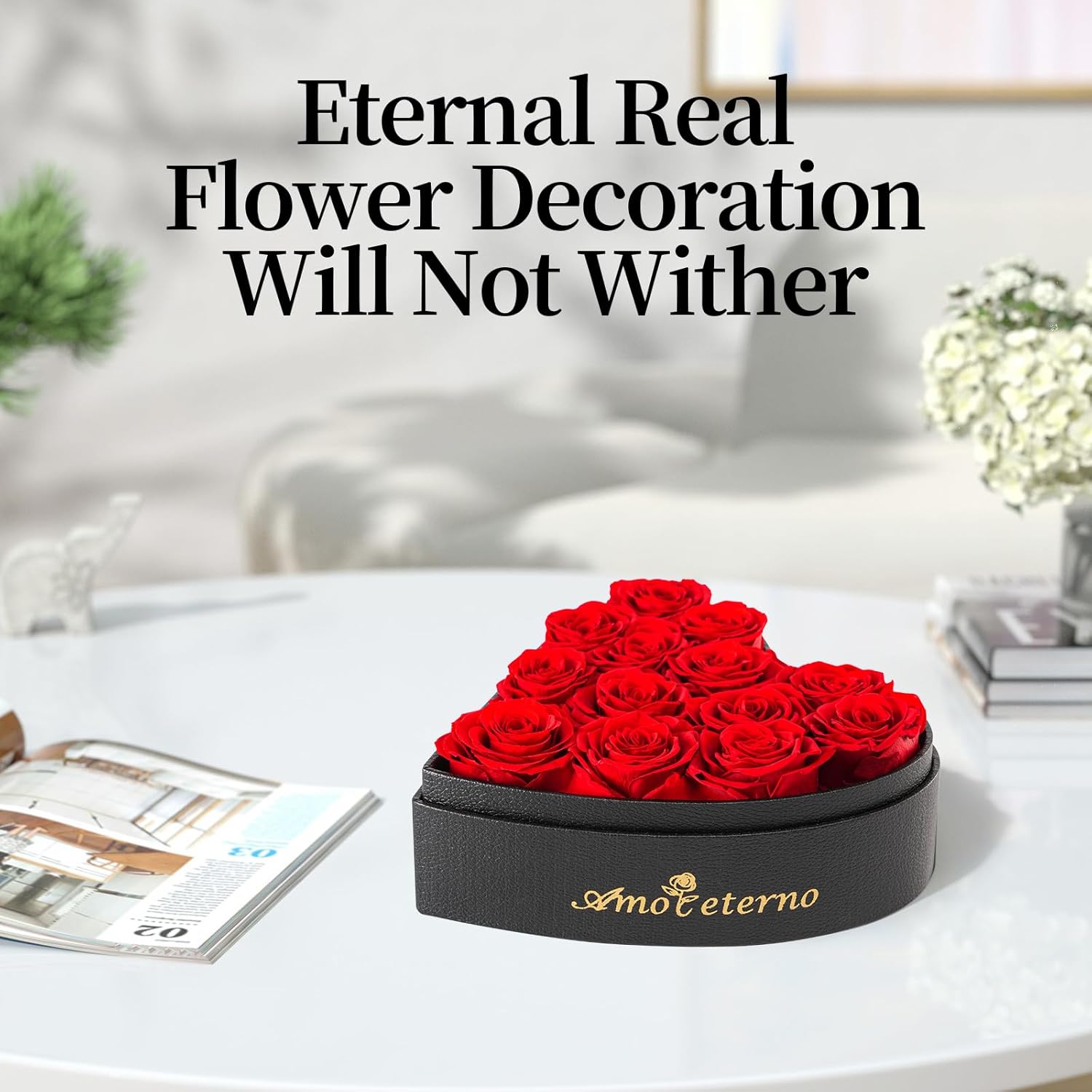 Flower, Forever Roses in A Box, Fresh Flowers, Birthday Gifts for Her, Women, Mom, Girlfriend, Wife, Grandma,Red Forever Roses - Image 6