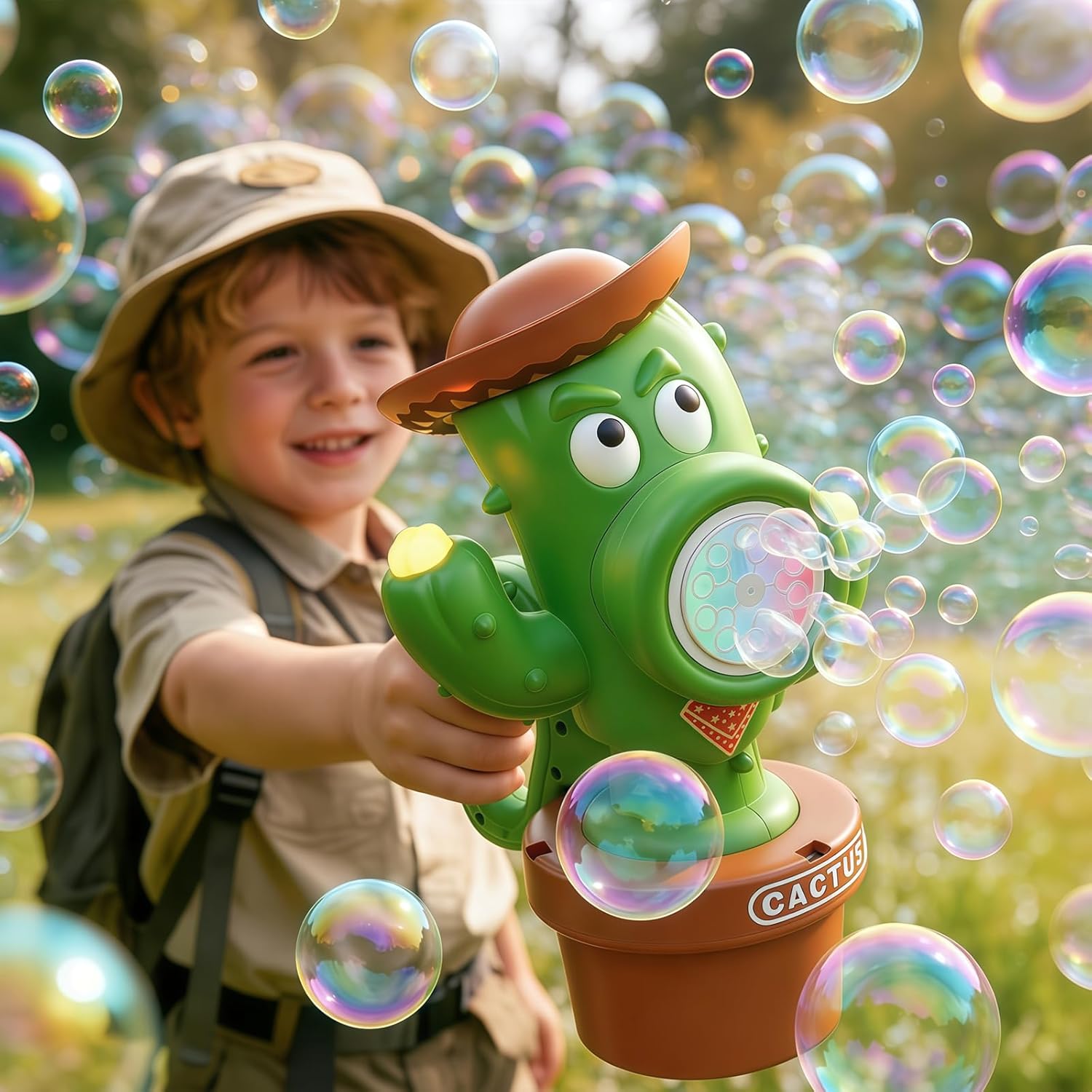 Cactus Bubble Machine for Children, Automatic Cactus Toy Bubble Maker for Toddlers, Rechargeable Battery-Operated Bubble Toys for Indoor and Outdoor Birthday Parties,Great Gift for Toddlers Aged 3+
