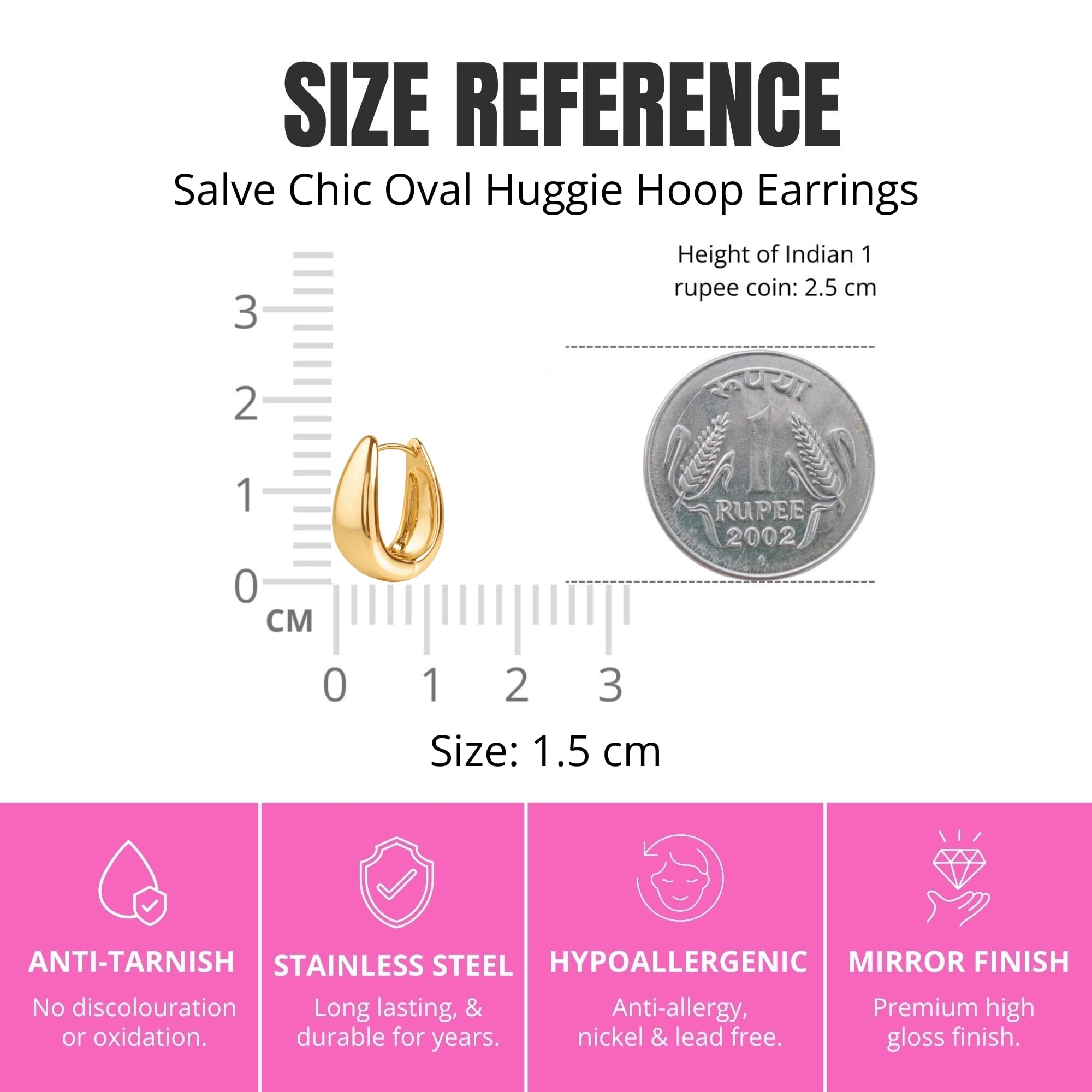 Salve Chic Chunky Oval Huggie Hoop Earrings for Women Fashion | Stylish Trendy Latest Gold Bali Western Dainty Ear Accessories | Korean Earrings for Girls | Valentine's Gift for Girlfriend 4