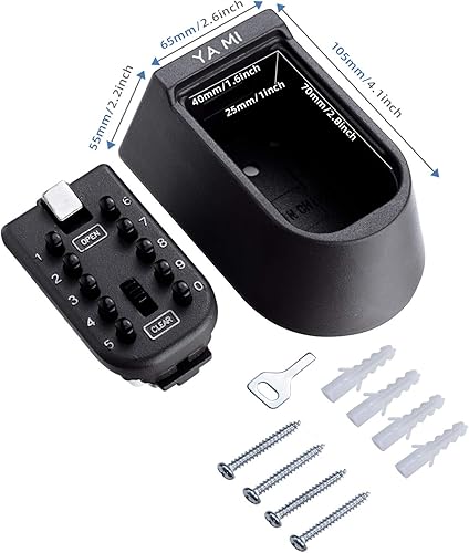 Miniatura 5 de Caja de seguridad para llaves montada en la pared impermeable al aire libre exterior - Caja de bloqueo de almacenamiento de llaves de uso doméstico,