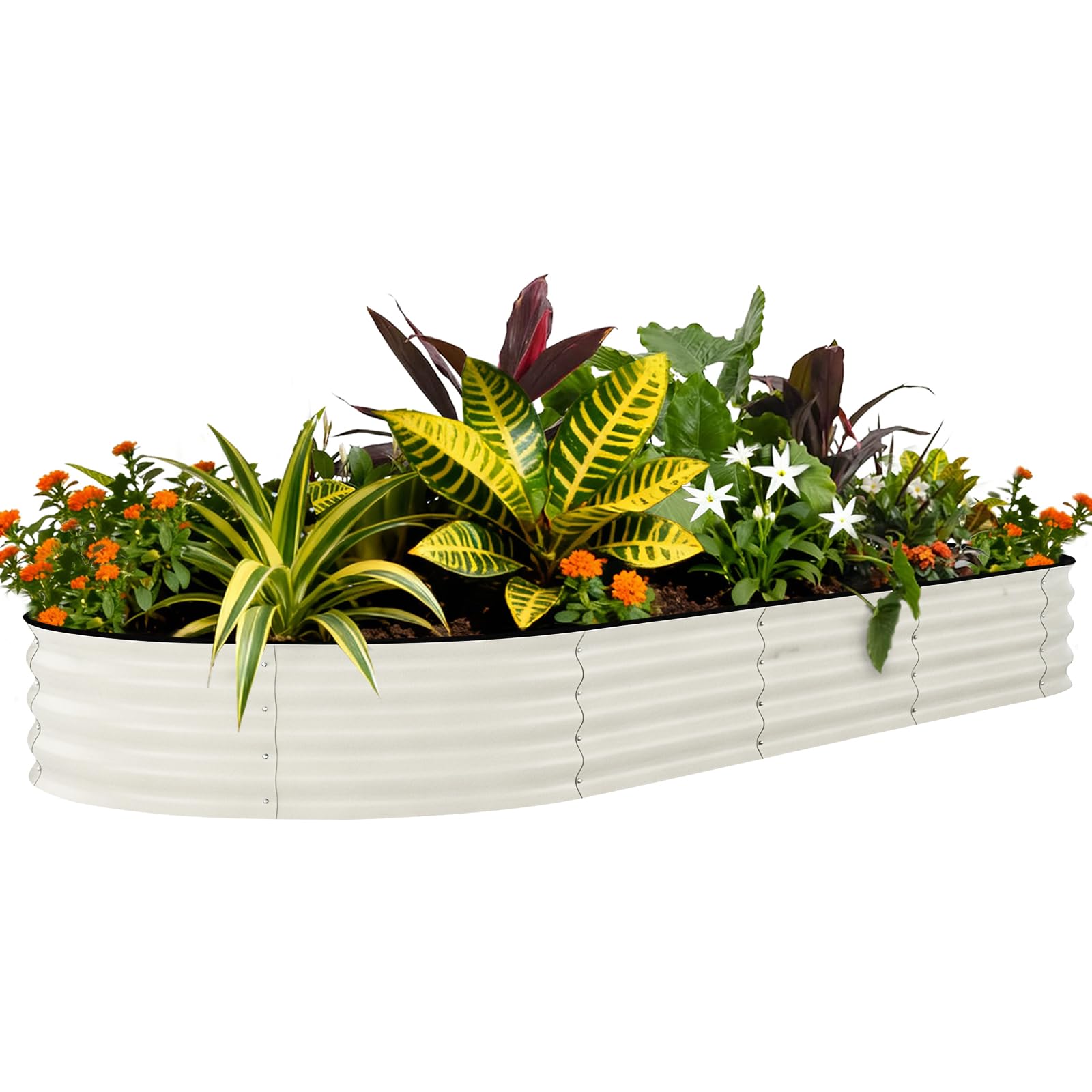 Aptliton 1 Pcs-White-With Anti-Cut Strips 1 Pcs Galvanized Metal Raised Garden Bed Outdoor, 240X120x45cm, Large Planter Box For Vegetables, Flowers & Herbs – Weather-Resistant, Easy Assembly – Beige With Anti-Cut Strips,White