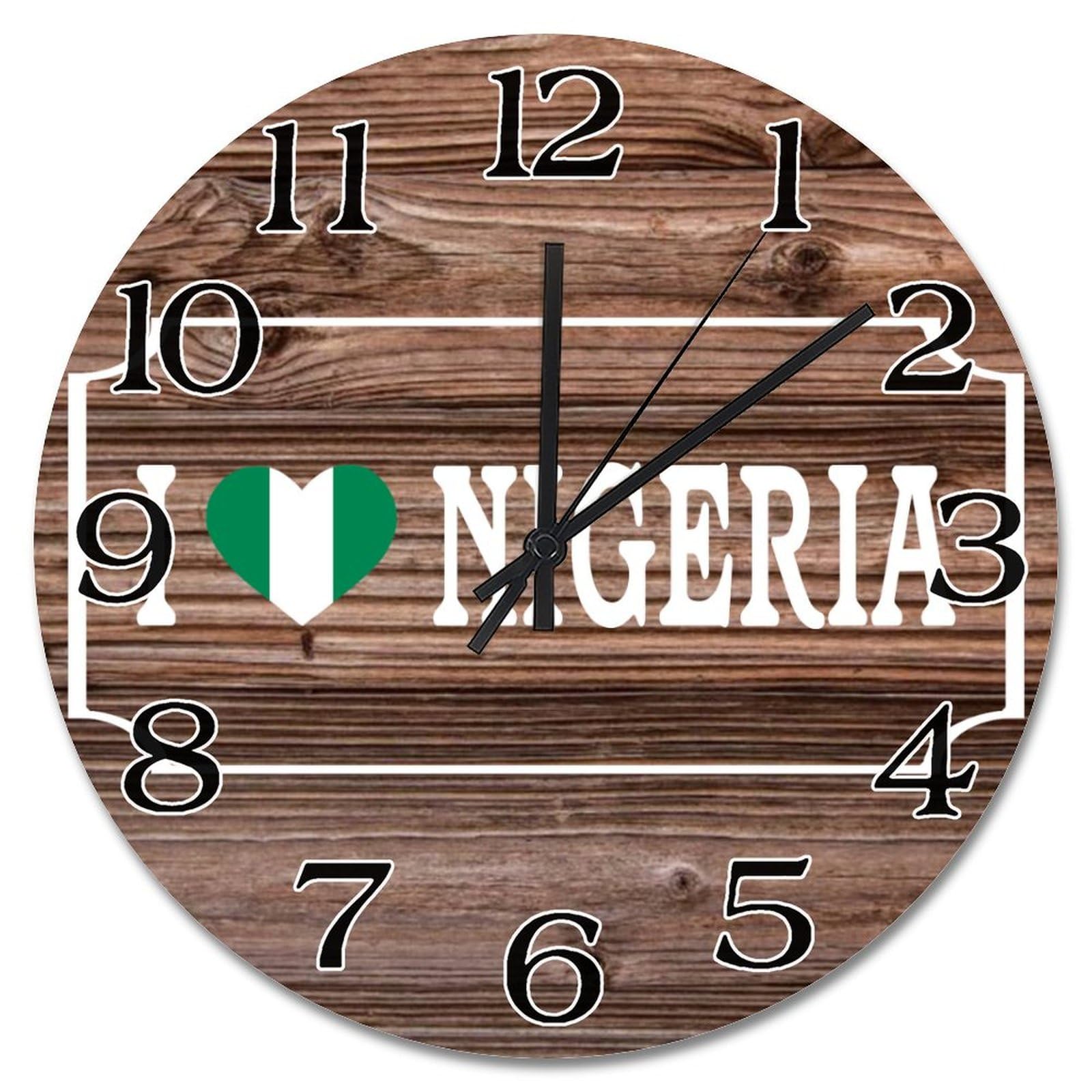 Horloge murale Nigeria sans tic-tac pendule bois vintage 38cm