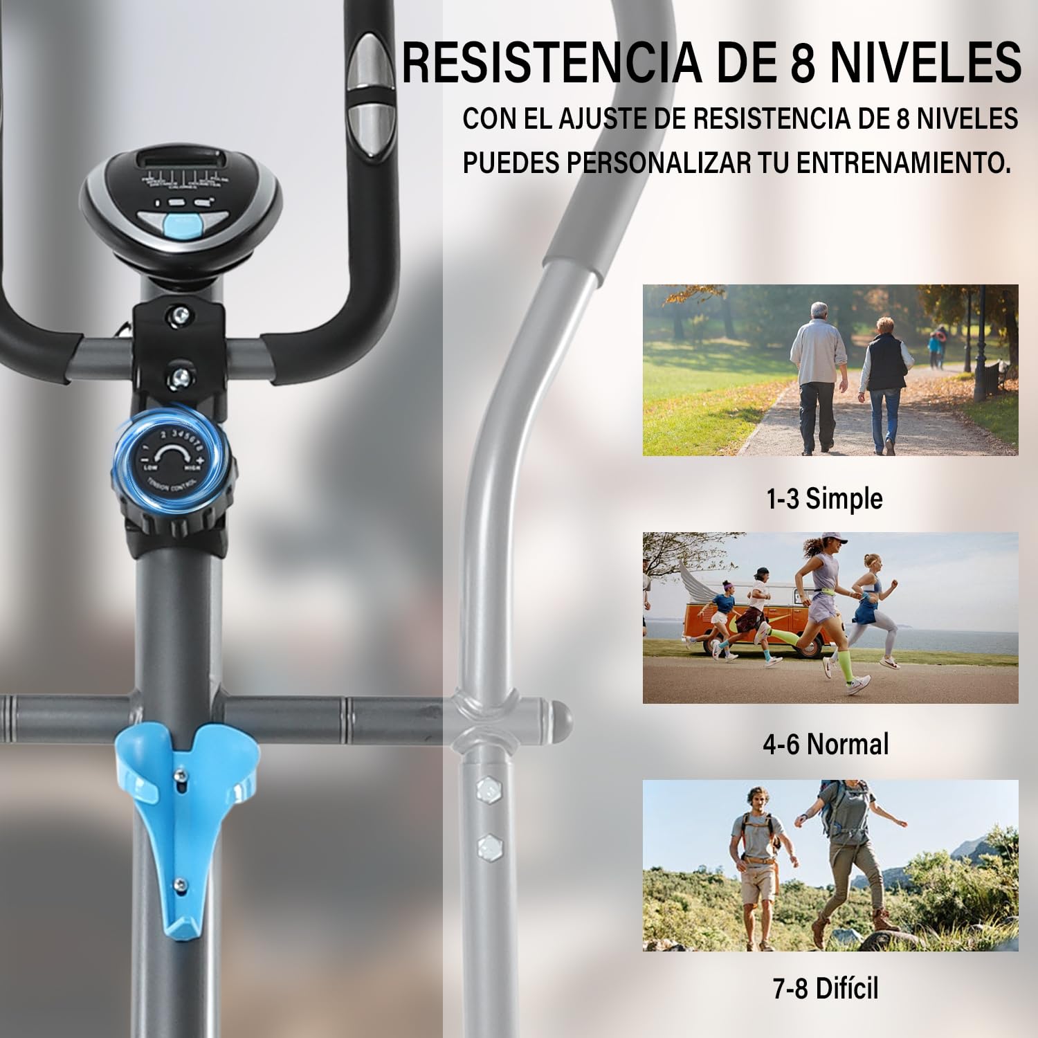 ISE Elipticas Fitness Casa,Eliptica Profesional con Sensor de Pulso,8 Niveles de Resistencia,Bici Eliptica con LCD Pantalla,Ajustable Bicicleta Elíptica con 8KG Volante de Inercia