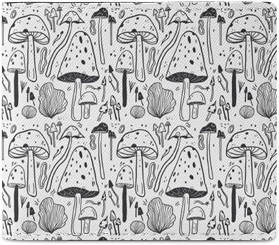 Mens Mushroom Pattern, Mushroom Pattern, Bi-Fold Wallet, Folding Wallet, Ladies, Small Wallet, Card Storage, Coin Purse, Card Slot, Bill Compartment, Bill Compartment, Bill Storage, Popular, PU