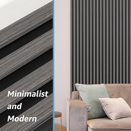 Miniatura 4 de Art3d Paquete de 8 paneles de pared de listones de madera WPC para decoración de pared interior, paneles de pared acústicos estriados de madera 3D
