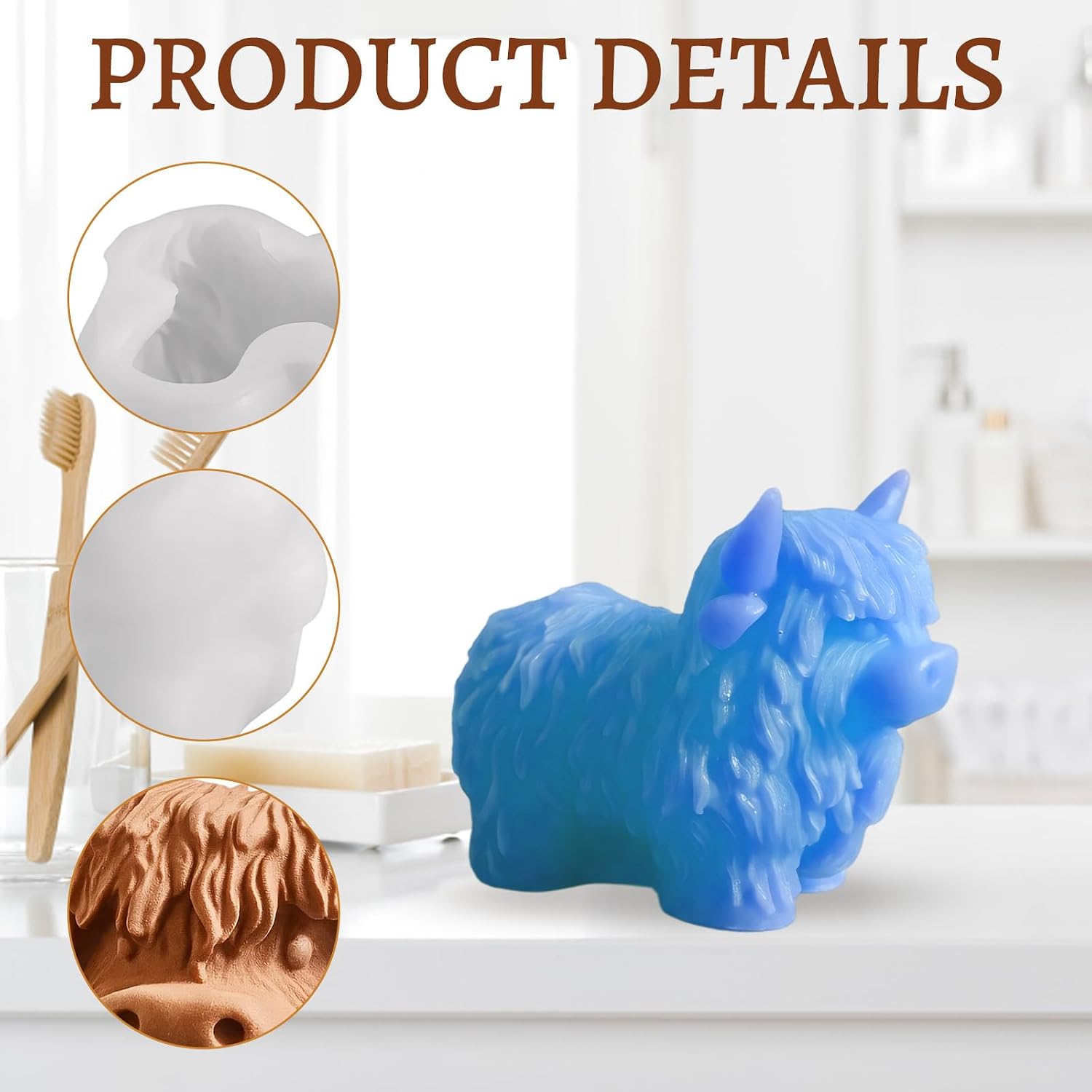 Candle Molds Silicone, Highland Cow Silicone Molds, Unique Animal Silicone Molds Suitable for Home DIY Interactive Activity