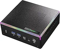 Trycoo Mini PC para jogos HA-4, processador AMD Ryzen 7 Mini PC Ryzen 7 7840HS (até 5,1GHz), DDR5-5600 32GB RAM 1TB PCIe4.0 SSD, 2,5Gbps LAN/Wi-Fi6/BT5.2, USB-C e RGB