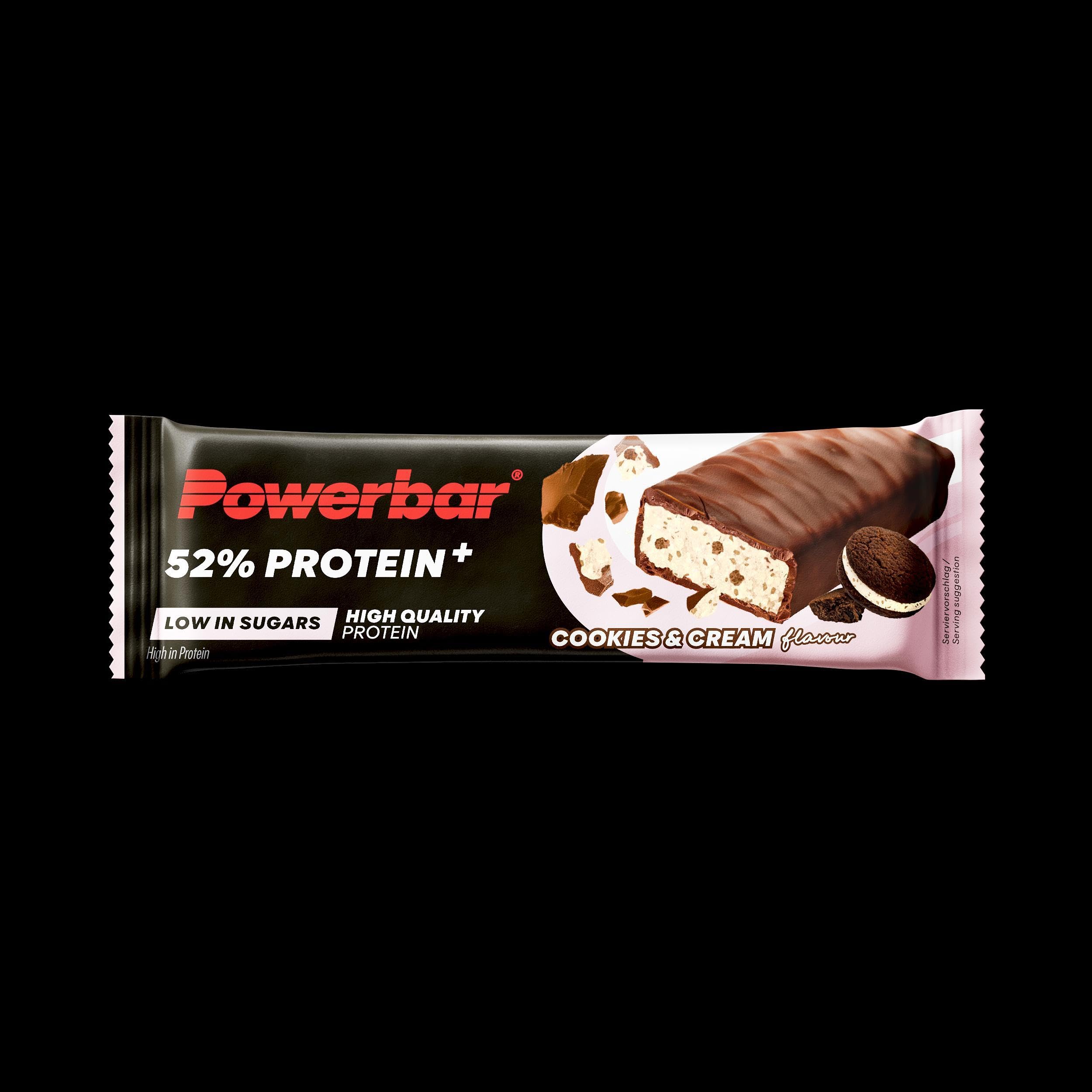 Powerbar - 52% Protein Plus - Cookies&Cream - 20x50g - Barrita rica en proteínas - Baja en azúcar
