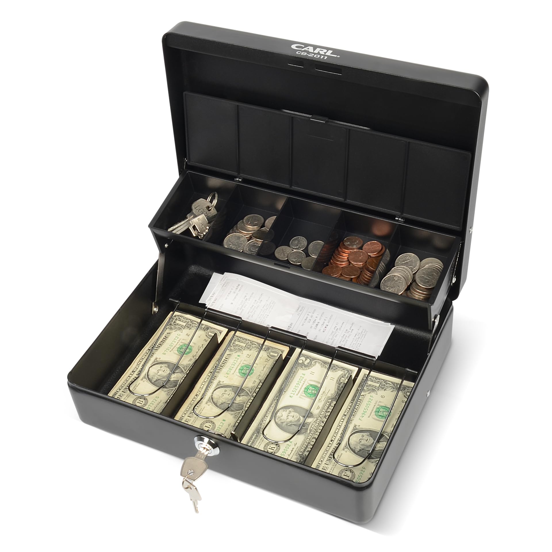 CARL, CUI82011, Bill Slots Steel Security Cash Box, Black