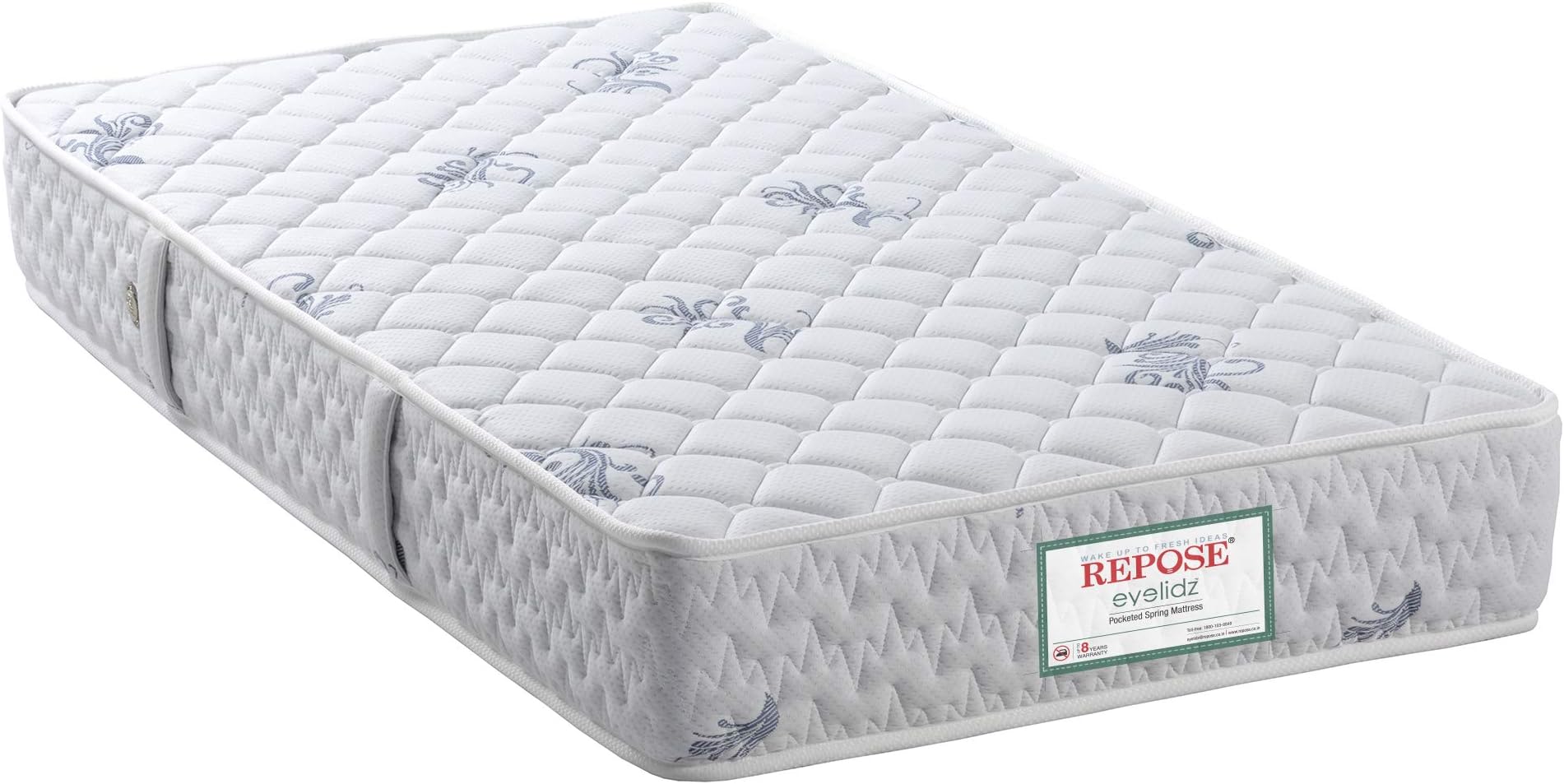 Repose Eyelidz 8-inch Firm Queen Size Spring Mattress (72X36X8_Foam), Sky Blue and White