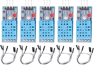 5PCS DHT11 Digital Temperature Humidity Sensor Module High Sensitivity Digital Sensor Module for Greenhouse -20 to 60℃ 5 to 95% RH(Adapter Plate with Lamp and Jump Wire)