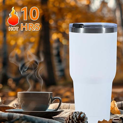 Miniatura 4 de Dongni Vaso de 30 oz con tapa y pajita, vasos de acero inoxidable a granel, aislado al vacío de doble pared para café, taza de viaje para café