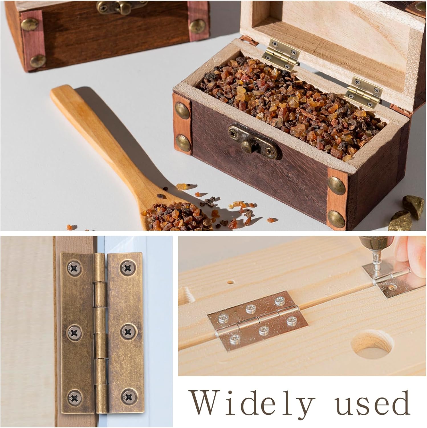 2Pcs Brass Door Hinges 3 Inch with Screws, Decorative Antique Bronze Hinges, Vintage Folding Butt Hinges for Doors Windows Cabinets Wooden Boxes