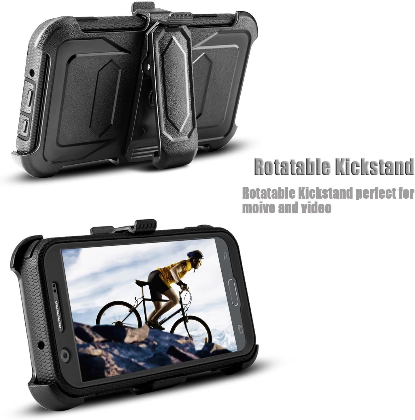 KooJoee Orange Armor Defender Case Compatible with LG G7, Heavy Duty Shockproof Holster [Kickstand][Belt Swivel Clip] Full-Body Rugged Protection Carrying Case with Free Touch Stylus for LG G7 ThinQ
