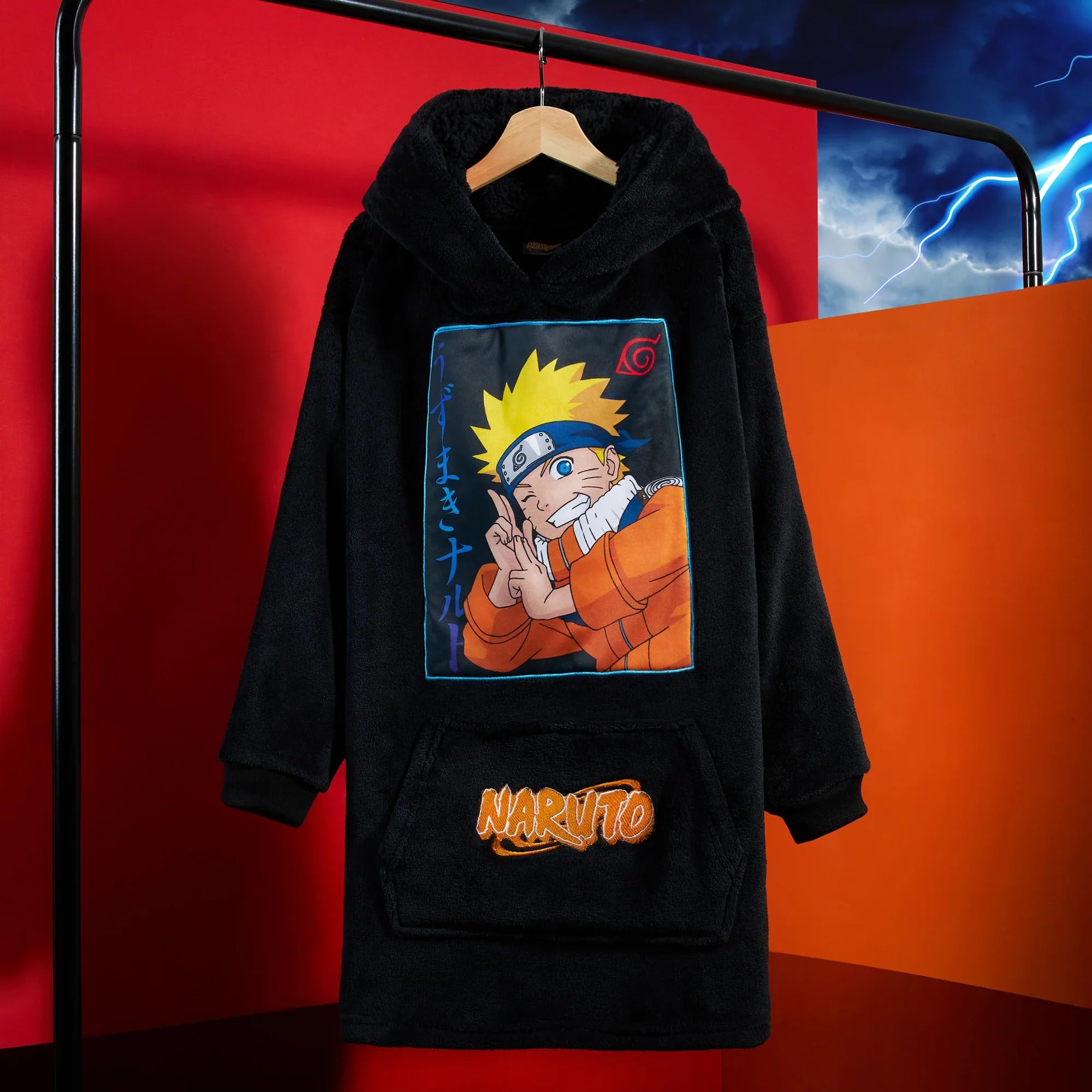 NARUTO Pull Plaid Enfant - Sweat Oversize en Polaire