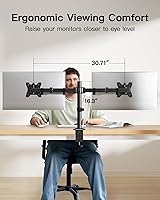 Vista 5 de HUANUO Dual Monitor Mount for 2 Monitors up to 30 inches, Heavy Duty Dual Monitor Stand Holds up to 22 lbs, Dual Monitor Arm with Height Adjustable