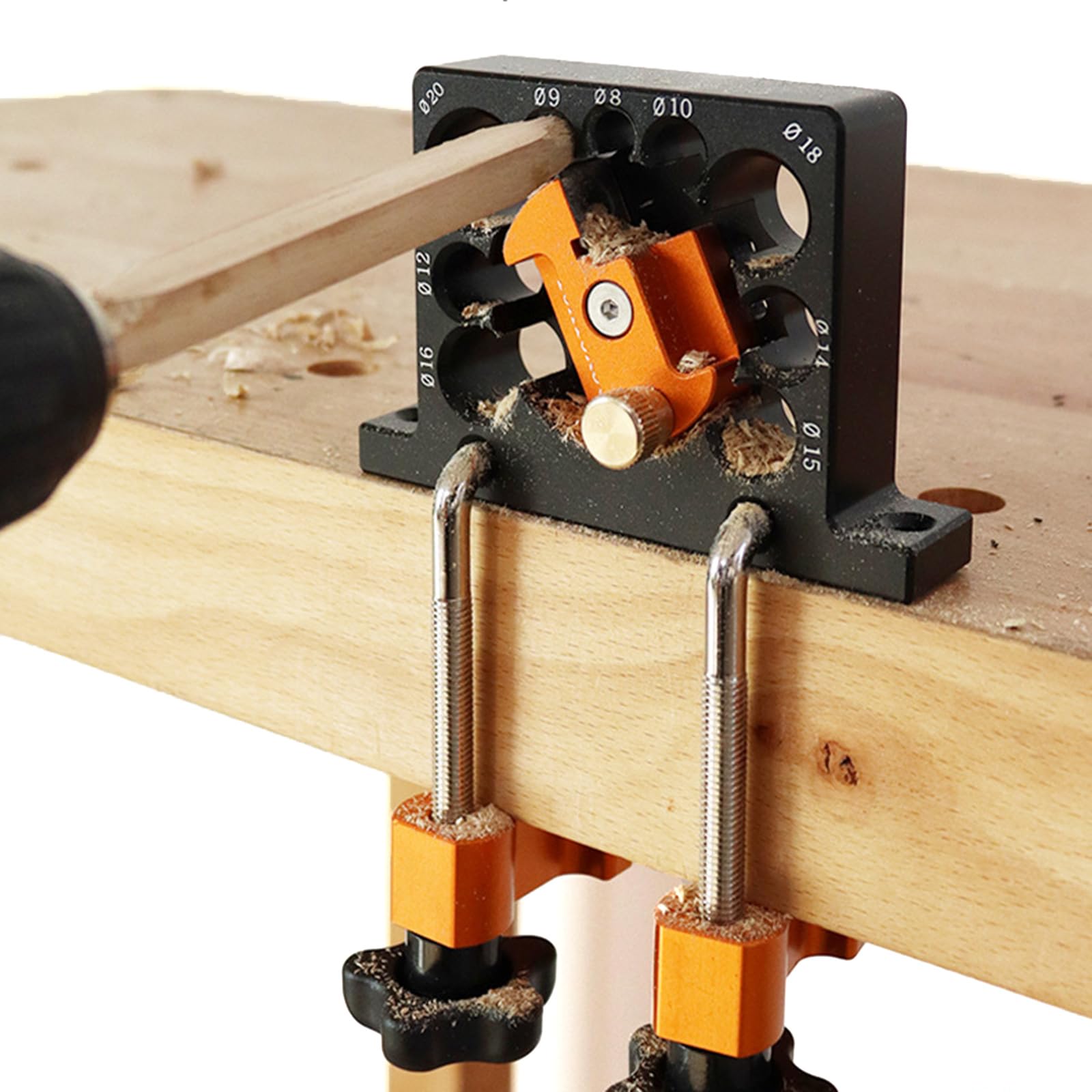 Alta Precisione Tassello Maker Jig Cutter Piastra 9 Foro Strumento per Trapano Elettrico Fresatura Asta di Legno Artigianato Carpenteria Appassionati di Lega di Alluminio Strumento