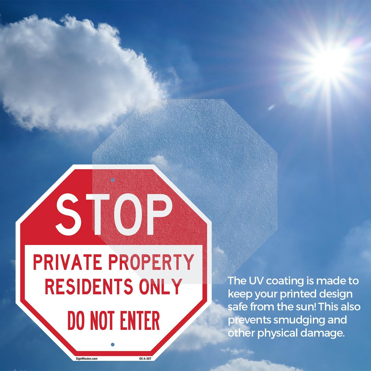 Stop Private Property Residents Only Do Not Enter (2 Pack) 10 inch X 10 inch Octagon Rust Free Aluminum Metal Signs Weather Resistant, UV Protected for Workplace, Made in the USA