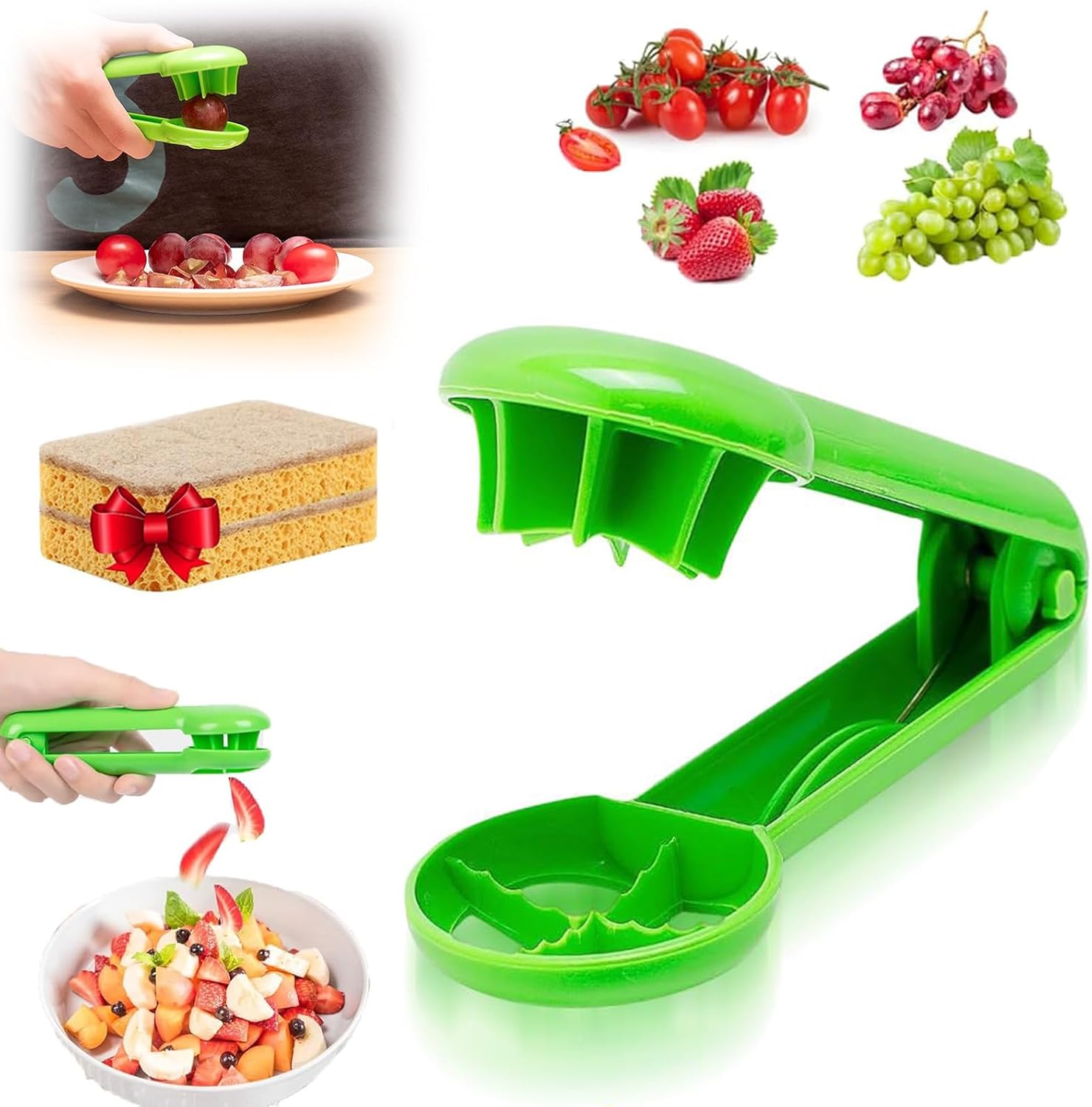 Cherry Tomato Strawberry Slicer, 2025 New 2 Pcs Grape Cutter Grape Slicer for Toddlers, Grape Cutter Quarter Fruit Slicer tool for Vegetable Fruit Salad Cake Decoration (Green) Cherry Tomato Strawberry Slicer, 2025 New 2 Pcs Grape Cutter Grape Slicer for Toddlers, Grape Cutter Quarter Fruit Slicer tool for Vegetable Fruit Salad Cake Decoration (Green)