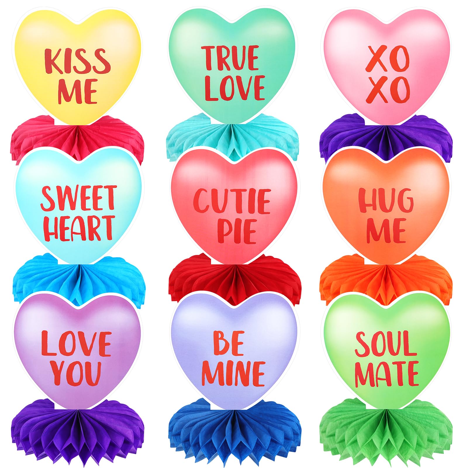 Centros de mesa de panal HOWAF para San Valentín con 9 decoraciones 3D 8