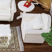 Vista 6 de Sofá de casa de muñecas Cutemini con cojín, sofá en miniatura a escala 1:12, sillón con brazos, muebles para sala de estar, silla de lectura