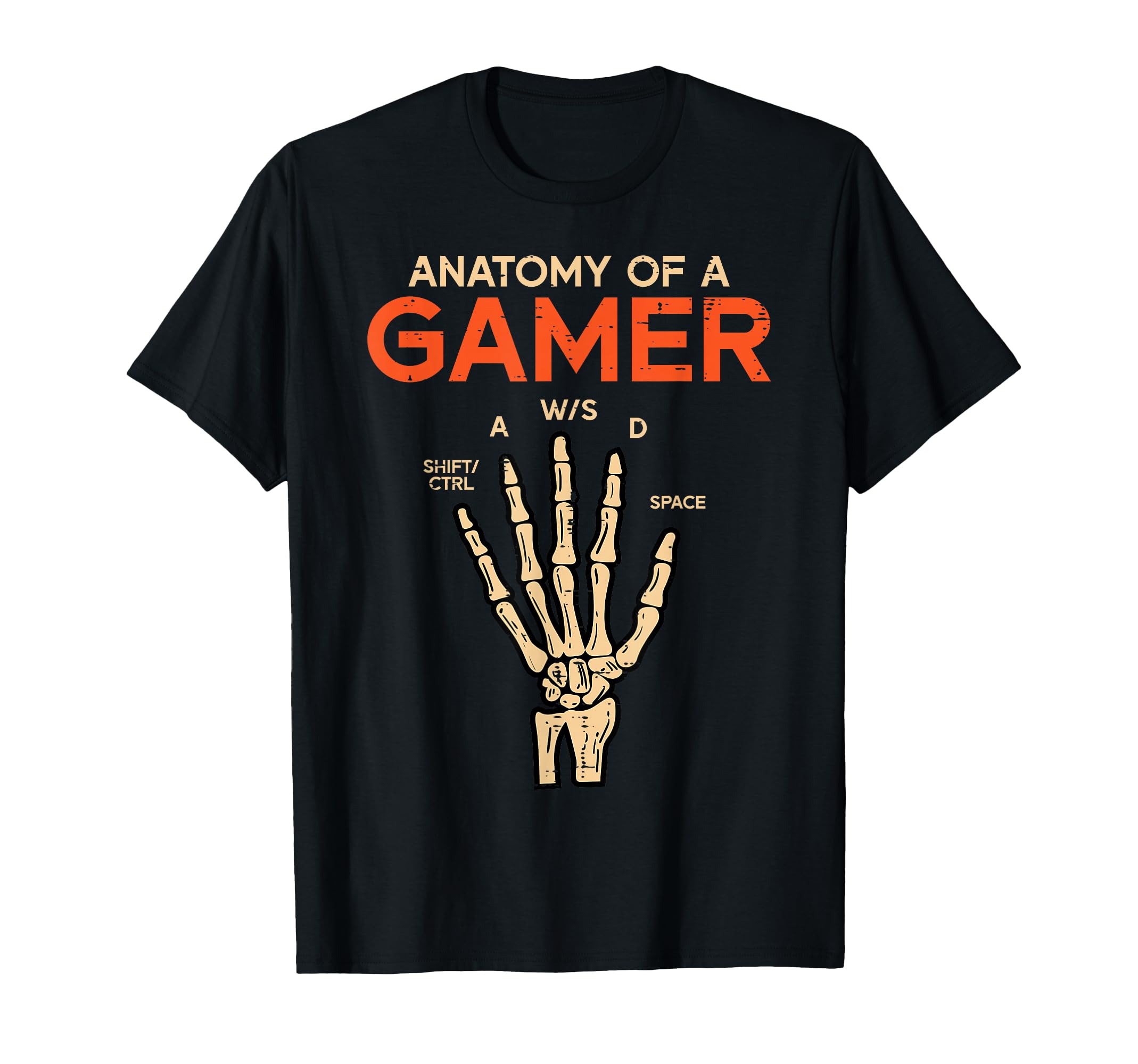 Anatomy of A Gamer Skeleton Hand Funny Men Boys Kids Teens T-Shirt