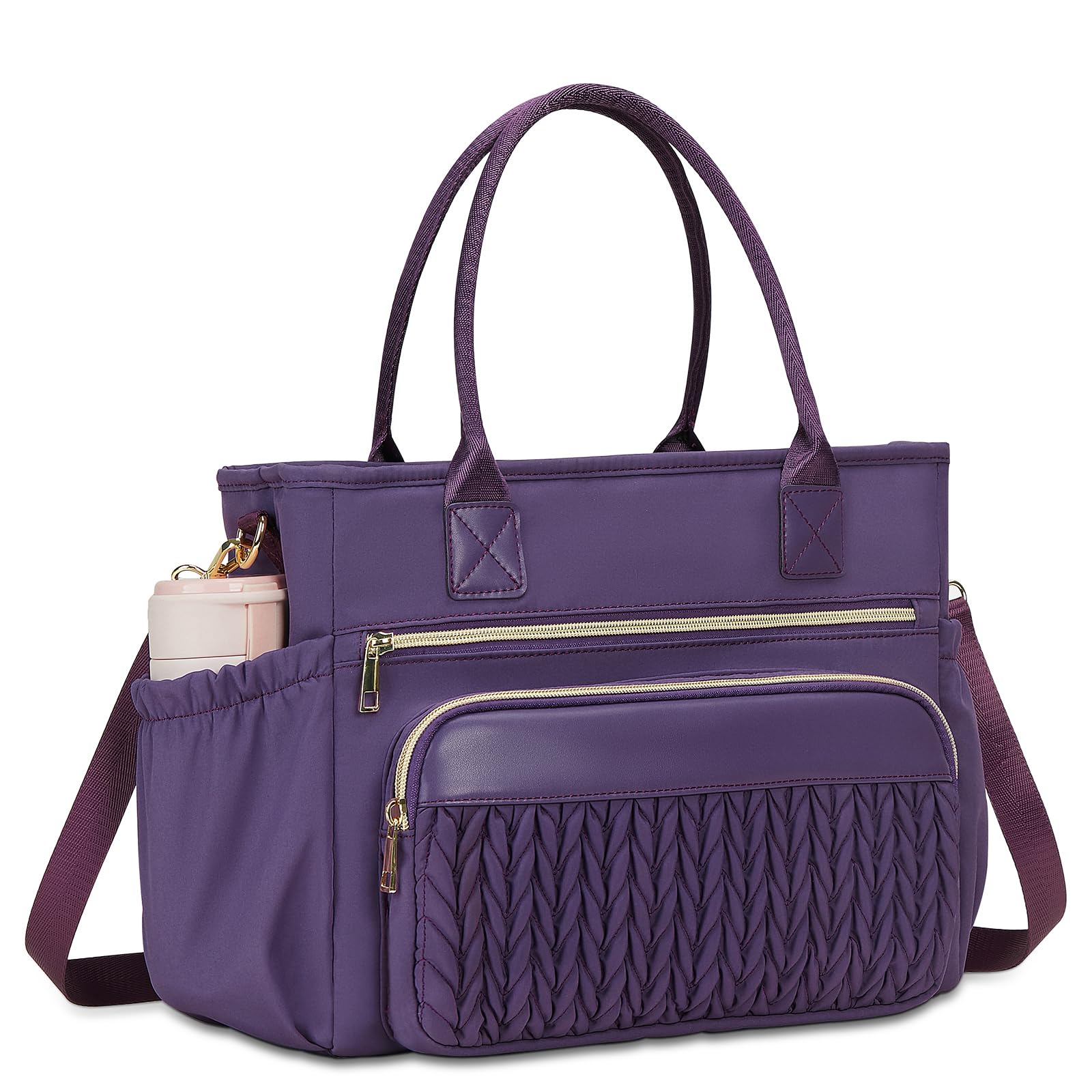 gelugee Insulated Lunch Bags for Women - 13L Large Leakproof Lunch Bag with Adjustable Shoulder Strap, Multiple Pockets Lunch Box Cooler Tote Bag for Work School Picnic Travel（Purple）
