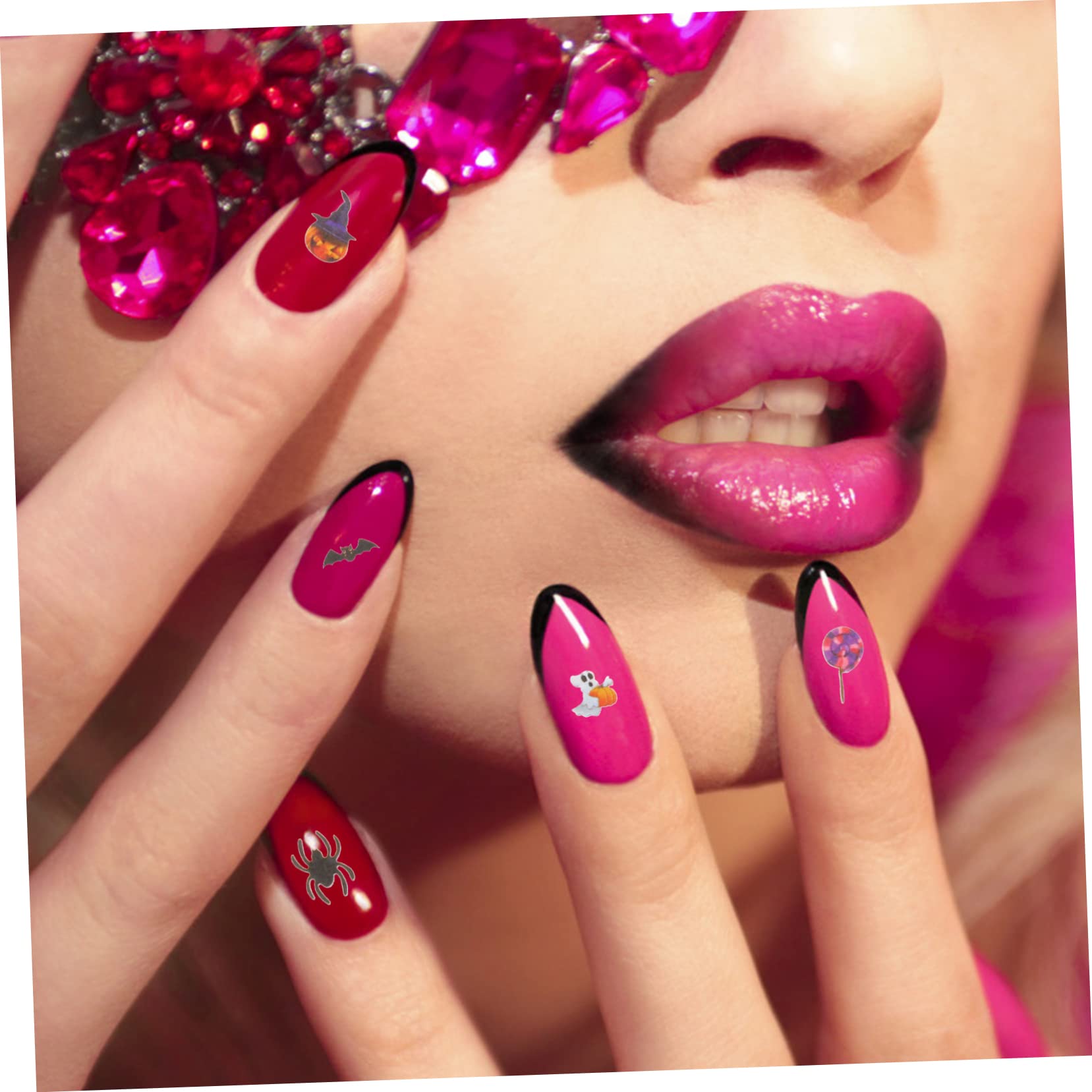 Didiseaon 5 Set Adesivi Per Unghie Di Halloween Accessori Scaglie Di Nail Art Di Halloween Adesivi Per Unghie Delle Streghe Decalcomanie Per Unghie Per Manicure Polpa Di Legno 6 Scatole * 5