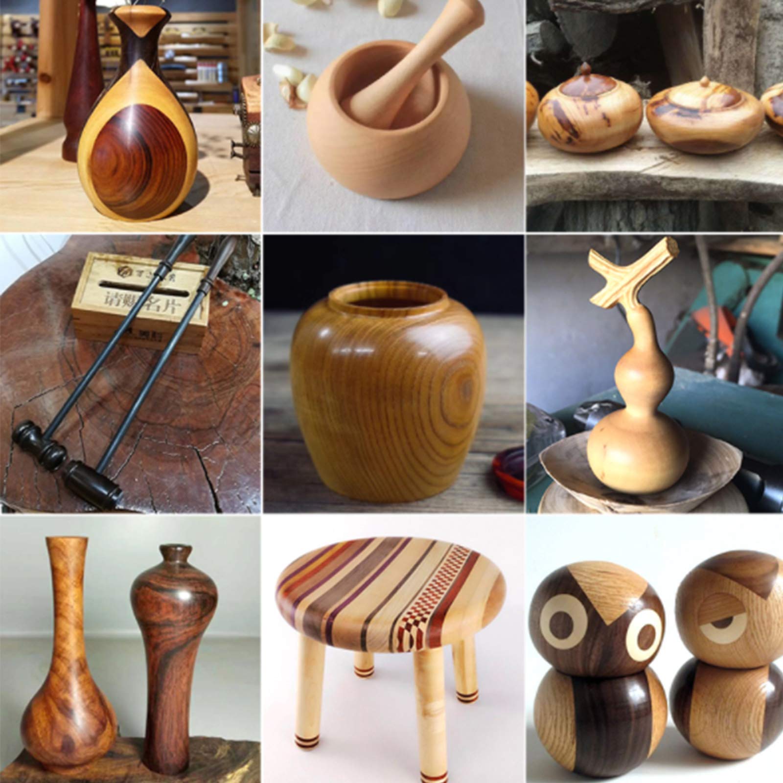 Cincel, Cincel Giratorio Hss, Juego en Caja de Madera (6 Piezas), Accesorios de Torneado de Madera Antioxidantes, Herramientas de Torneado, Juego de Cinceles Torneados de Madera