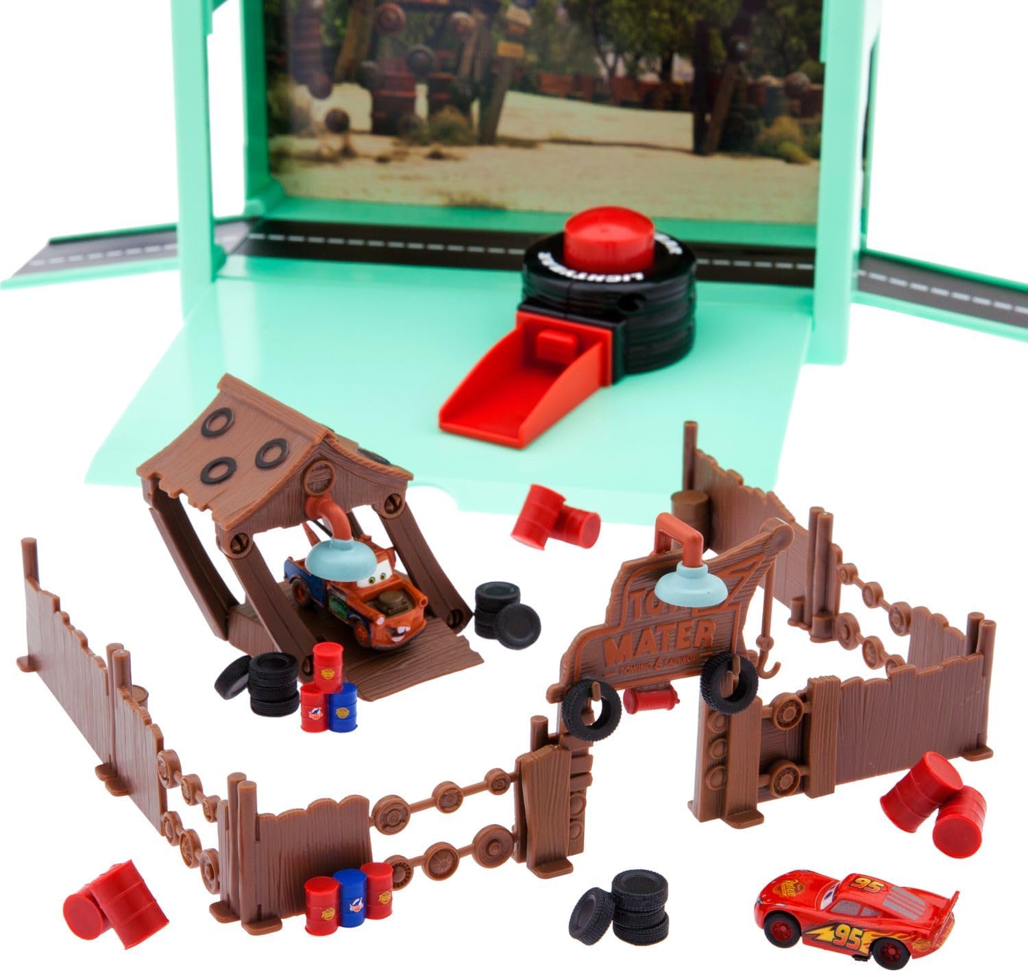 Disney Store Action Toys Pixar Car Play Set - Toolbox Case with Lightning McQueen & Tow Mater Die Cast Cars, Launcher, Junkyard Shack and Accessories - Inspired by Disney Pixar Cars Films & Cars Land