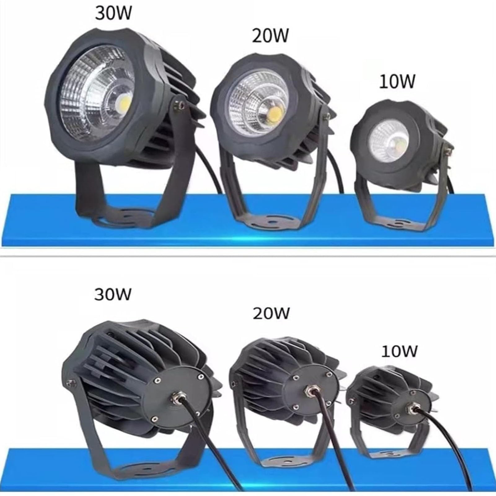 Focos LED - Reflectores LED De Largo Alcance, Luces COB Redondas Para Árboles De Exterior, Lámpara De Paisaje Con Ángulo Ajustable Y Resistente Al Agua IP65, Para Publicidad/paredes/edificios(White,30