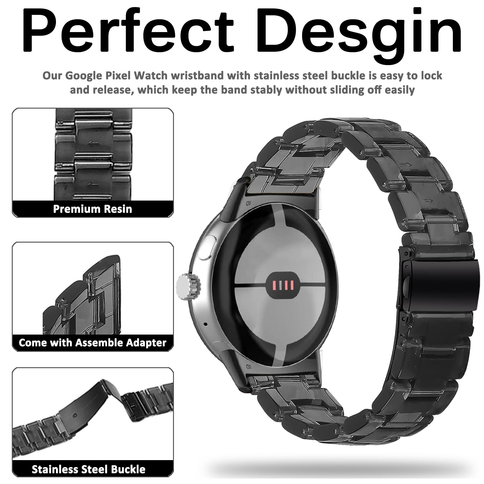 Miimall Resin Strap for Google Pixel Watch 4/3/2/1 41mm - Image 3