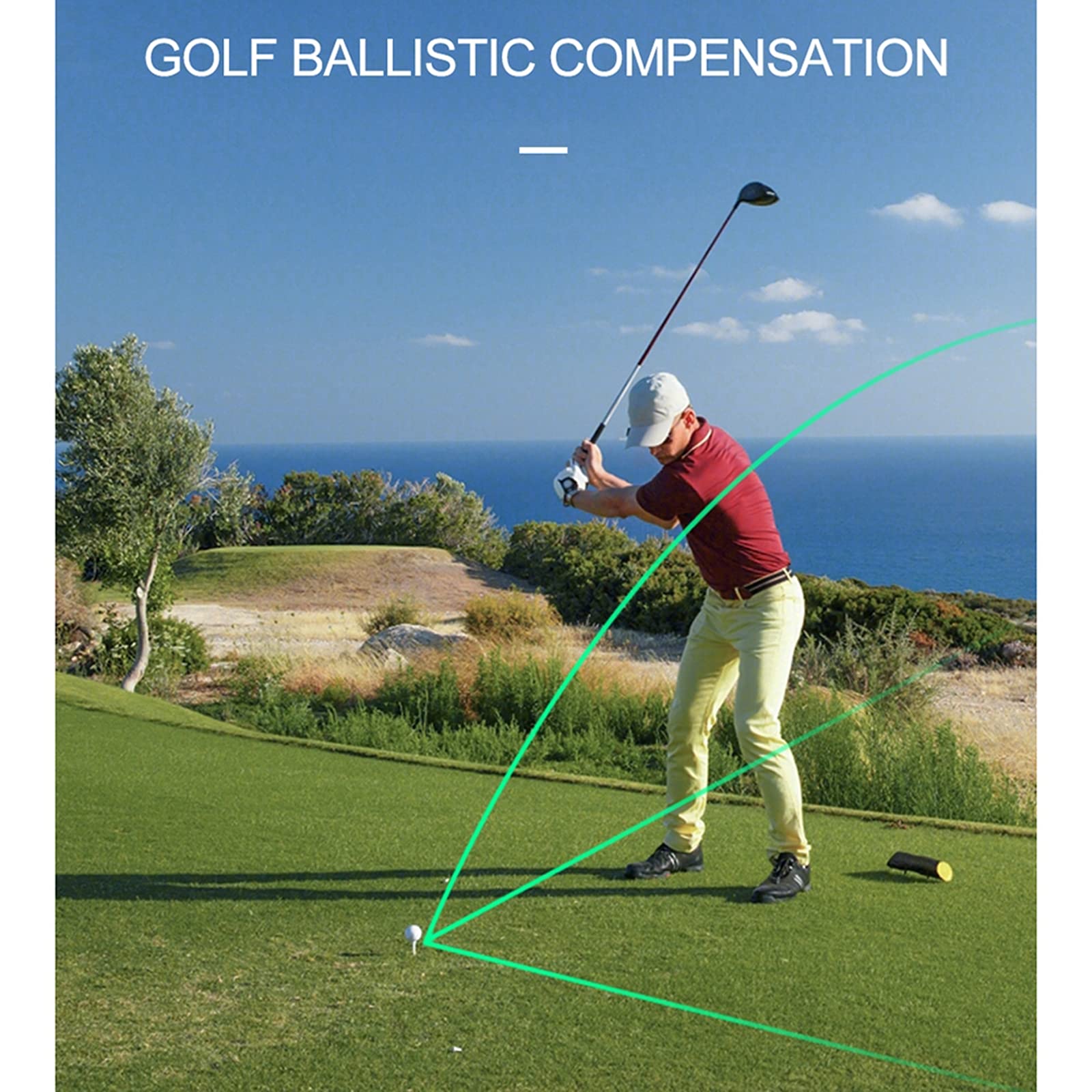 Telemetro da golf, 600 iarde, telemetro da caccia con modalità di scansione, telemetro con pendenza, blocco dell'asta della bandiera, traccia preda, telemetro da golf con pendenza On/Off,600m