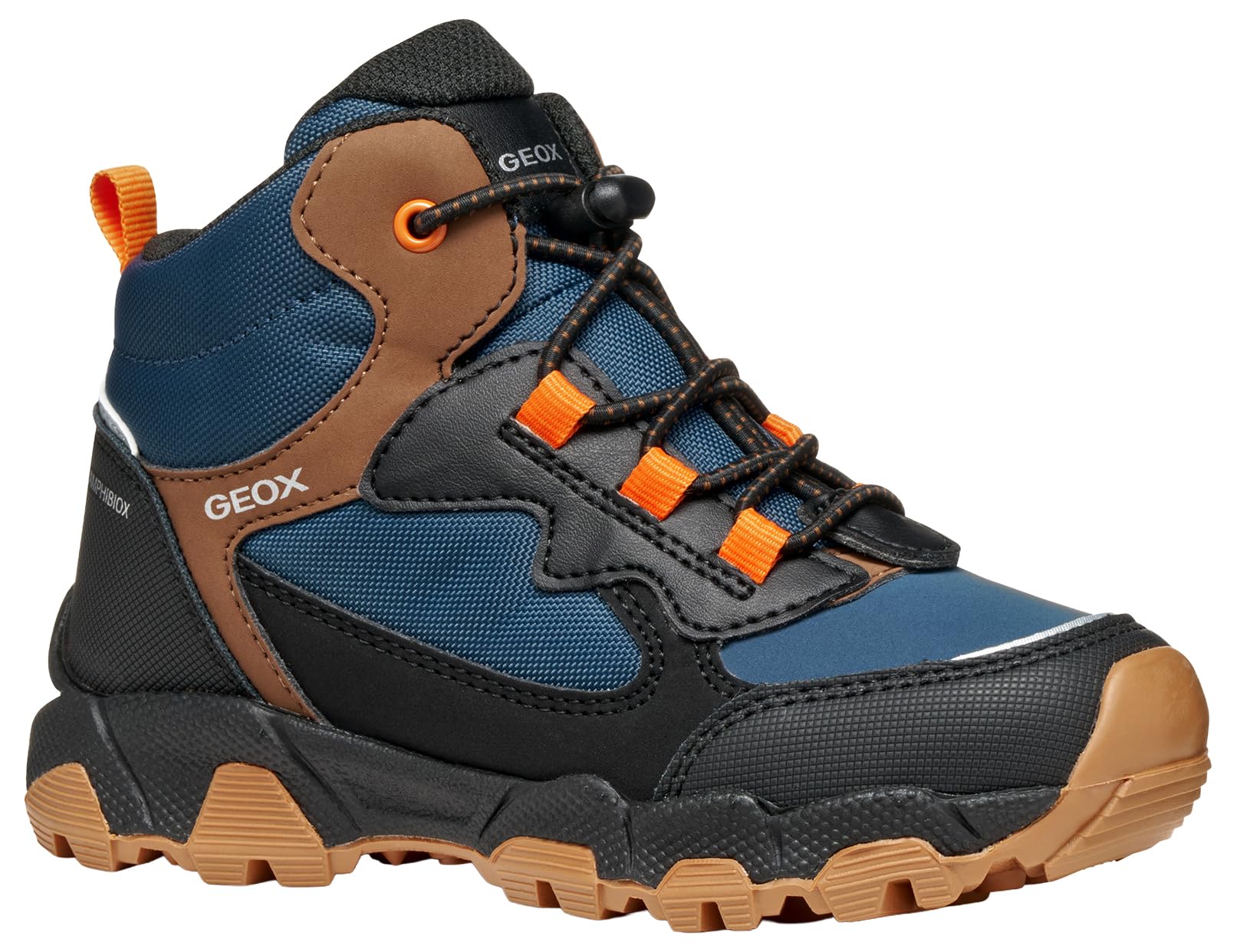 Geox J MAGNETAR BOY B ABX Sneaker, Navy/Brown, 2.5 UK