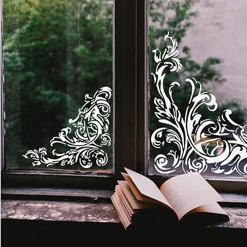 Miniatura 7 de FINGERINSPIRE Plantillas de esquinas ornamentadas de 11.8 x 11.8 pulgadas, arte de esquina de damasco, pintura de borde de damasco, plantilla de