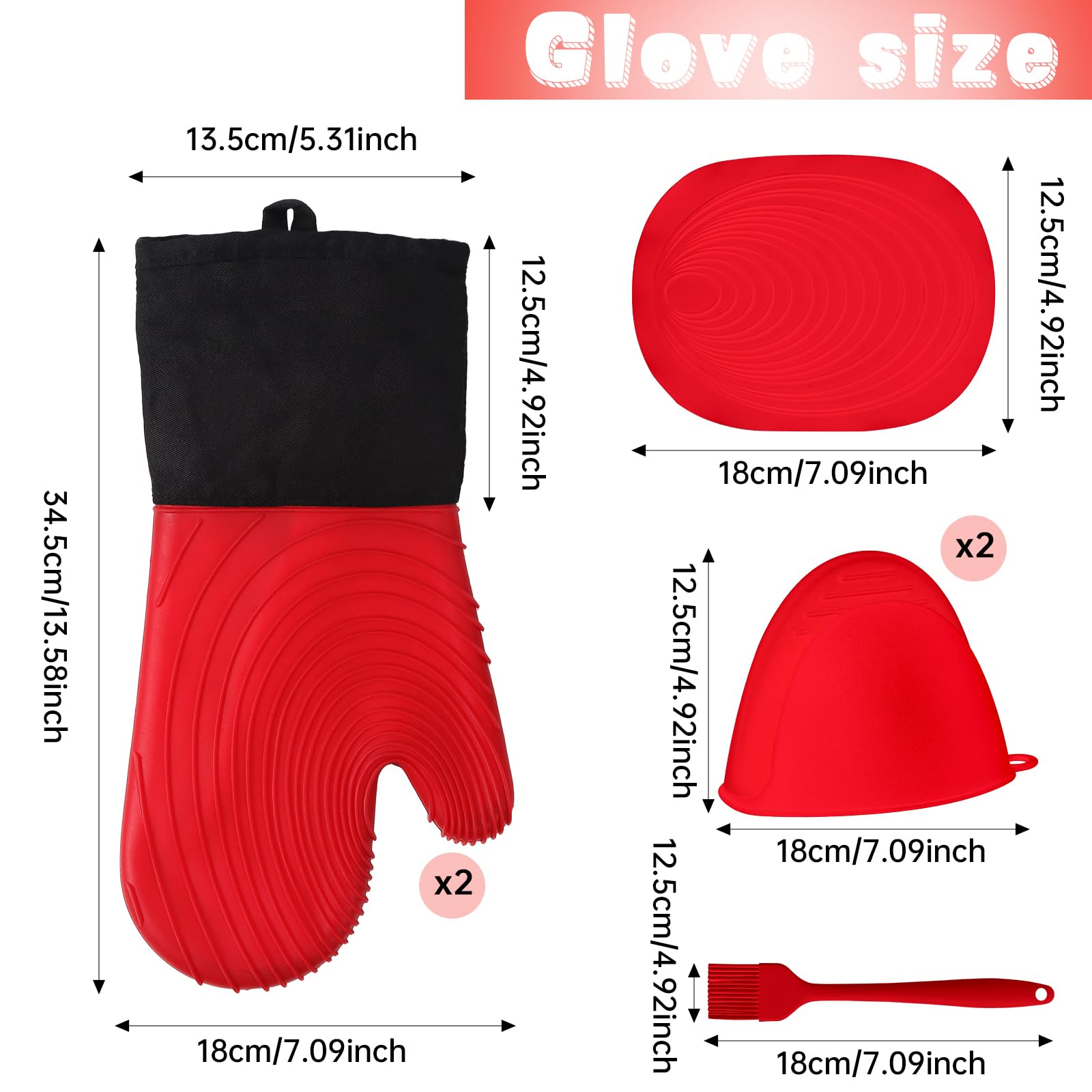 Guanti Da Forno In Silicone Resistenti Al Calore Fino A 250°C - Set 6 Pezzi - Foto 4