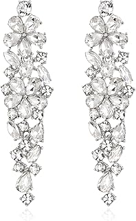 EleQueen Sparkle Marquise Rhinestone Crystal Statement Dangle Earrings for Women, Art Deco Prom Chandelier Jewelry for Wedding Bridal