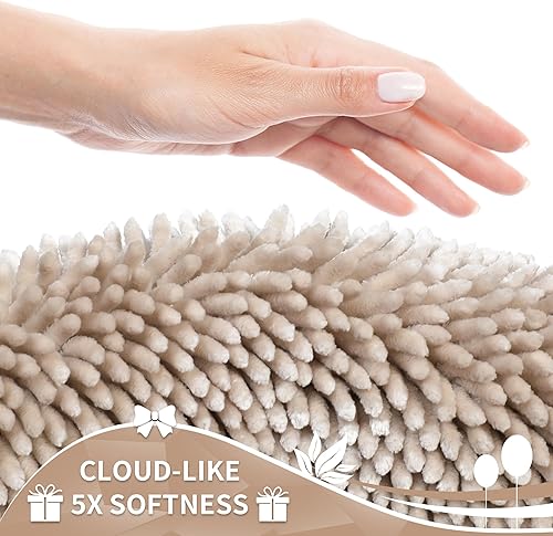 Miniatura 3 de Yimobra Alfombra de baño de chenilla, extra suave y absorbente, antideslizante, lavable a máquina, y secar a máquina, alfombra de felpa para bañera,