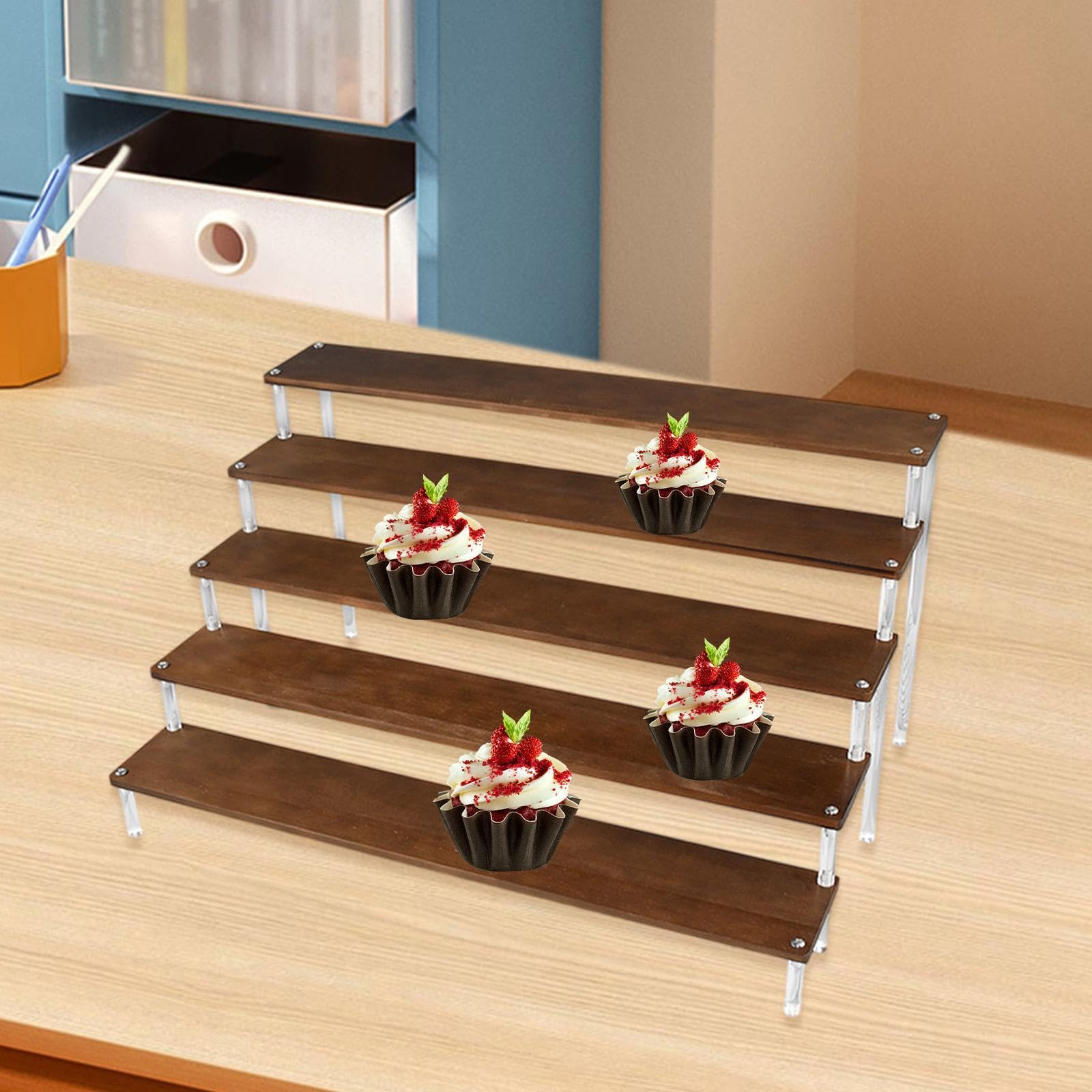 Holz Präsentationsständer, Mehrzweck Parfümständer, Cupcake Ständer für Figuren, Einzelhandelsgeschäfte, 50cm lang