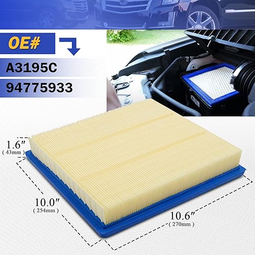 Miniatura 6 de Filtro de aire del motor A3195C para Chevrolet Colorado 2015-2022 2015-2022 GMC Canyon Reemplazo OE# 94775933 CA11959 GP959 WA10256