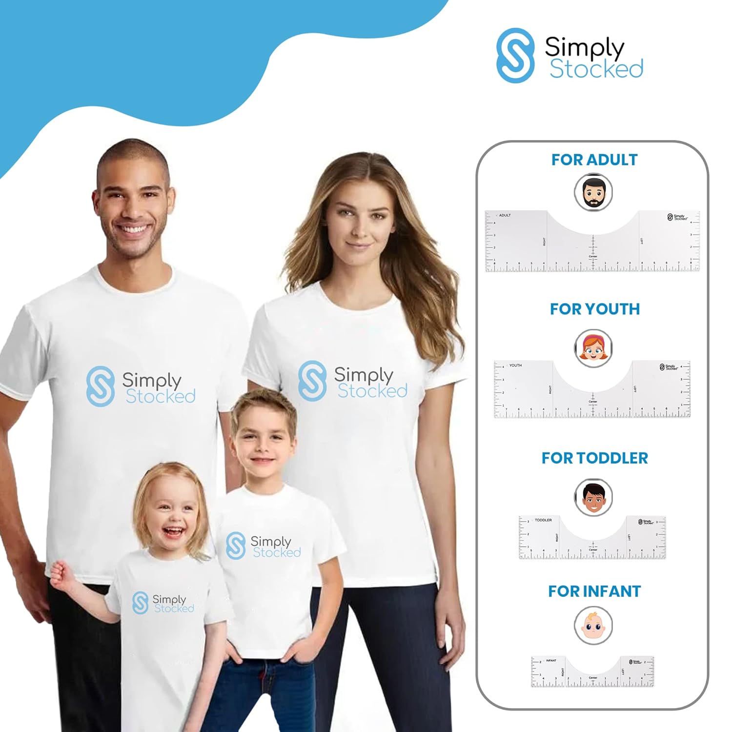 Simply Stocked Tshirt Ruler Guide for Vinyl Alignment - 4 Pcs of PVC T Shirt Rulers to Center Designs for Heat Press - 17.5, 16, 12 and 10 Inch Guides for T-Shirts of All Sizes (Transparent) : Arts, Crafts & Sewing