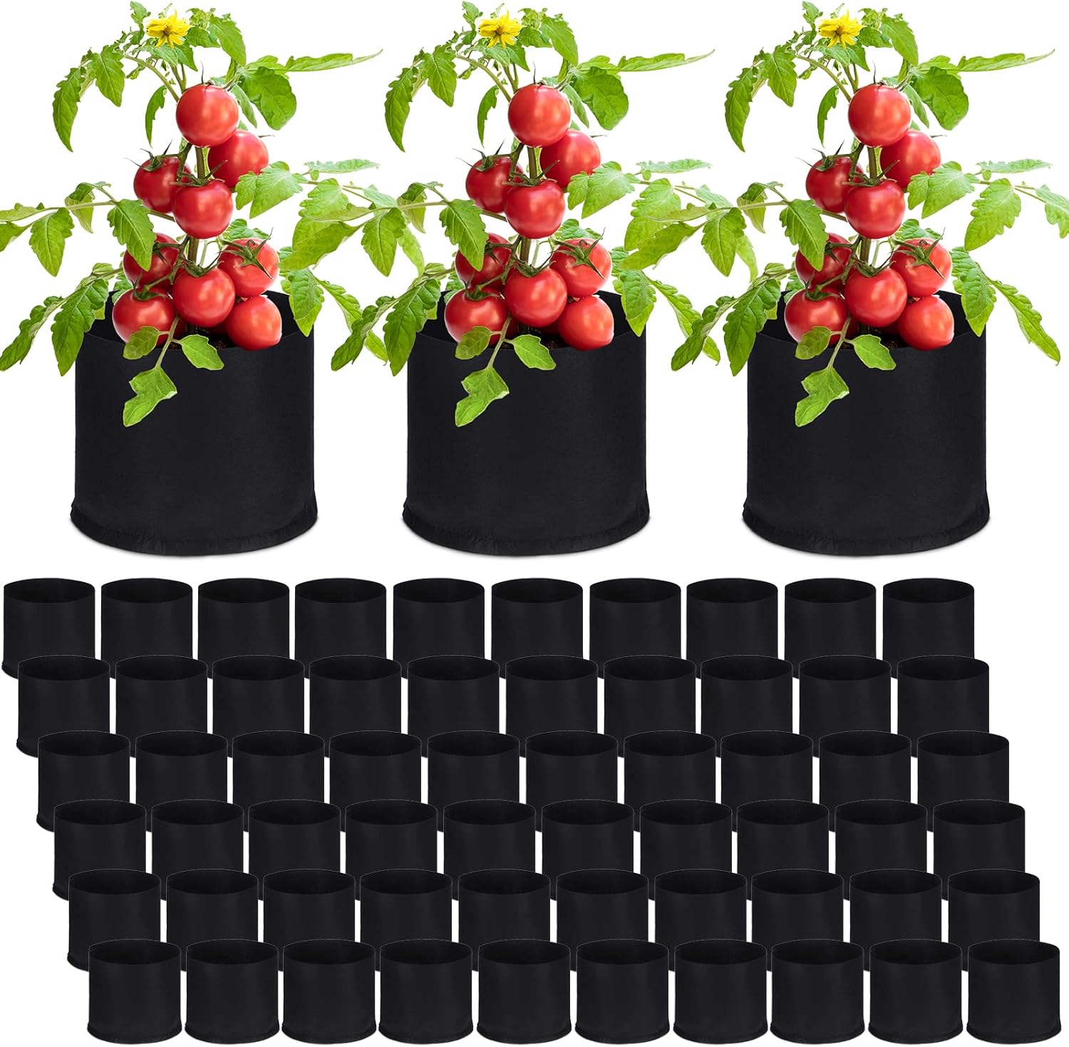 Zubebe 60 Pack Plant Grow Bags Bulk Garden Bags Aeration Grow Pots Heavy Duty Thickened Nonwoven Fabric Plant Pots Black Planting Container for Potato Tomato Vegetable Flower Fruits (3 Gallon)