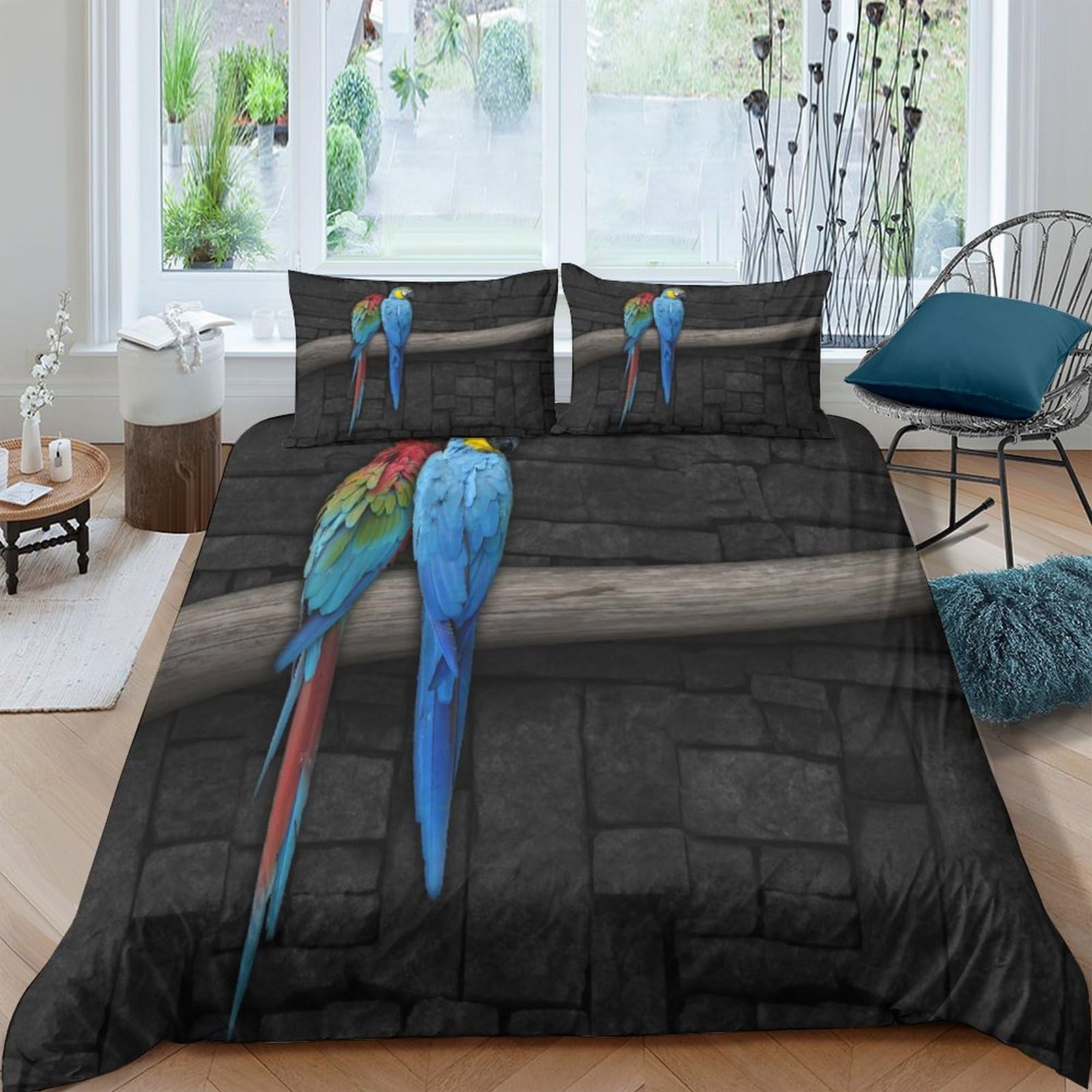 Parure de lit perroquet animaux 3D housse de couette pour enfants