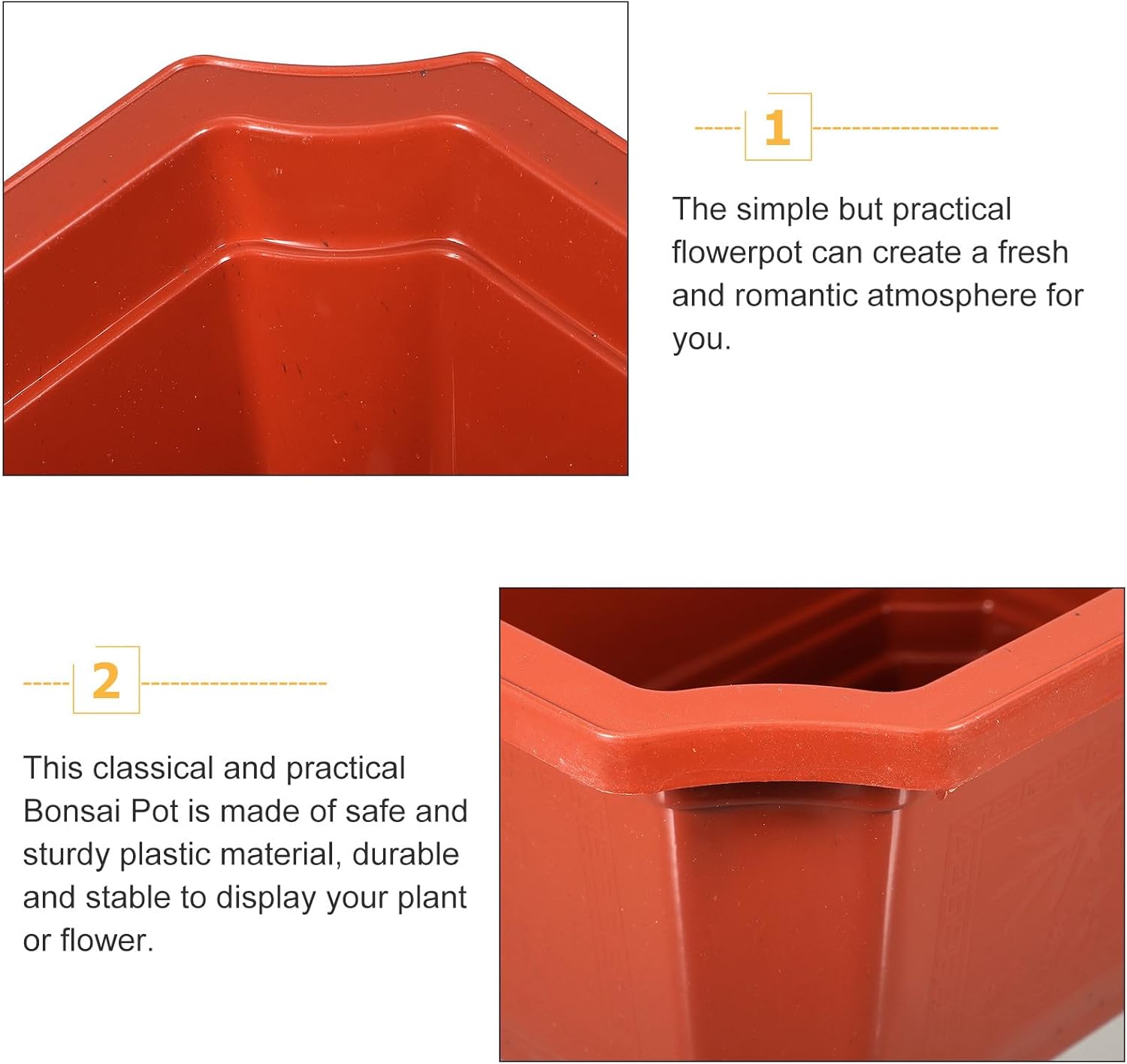 10pcs Plastic Bonsai Pots Garden Flower Planting Containers Rectangular Thickened Elevated Indoor Outdoor Household Flowerpots for Succulent and Tree Cultivation