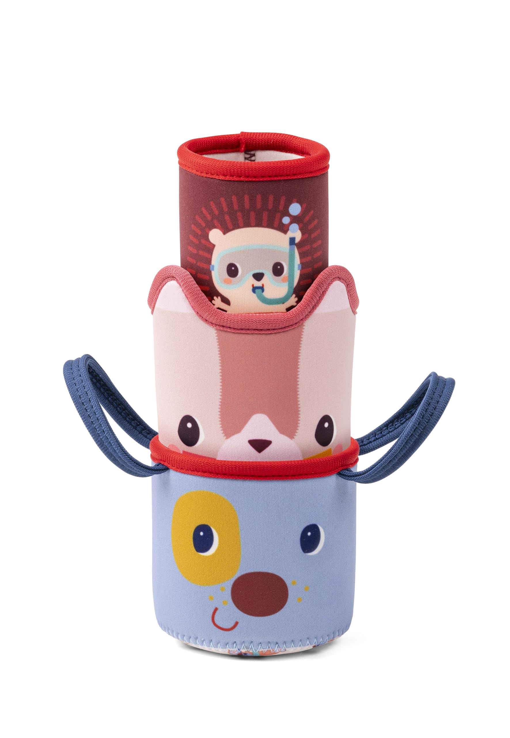 Lilliputiens - 3 Bath Cups - Stackable Bath Cups – Sensory Development Game for Toddlers - Fun Toy for the Bathtub & Pool - Made of Neoprene - From 6 Months - 83584