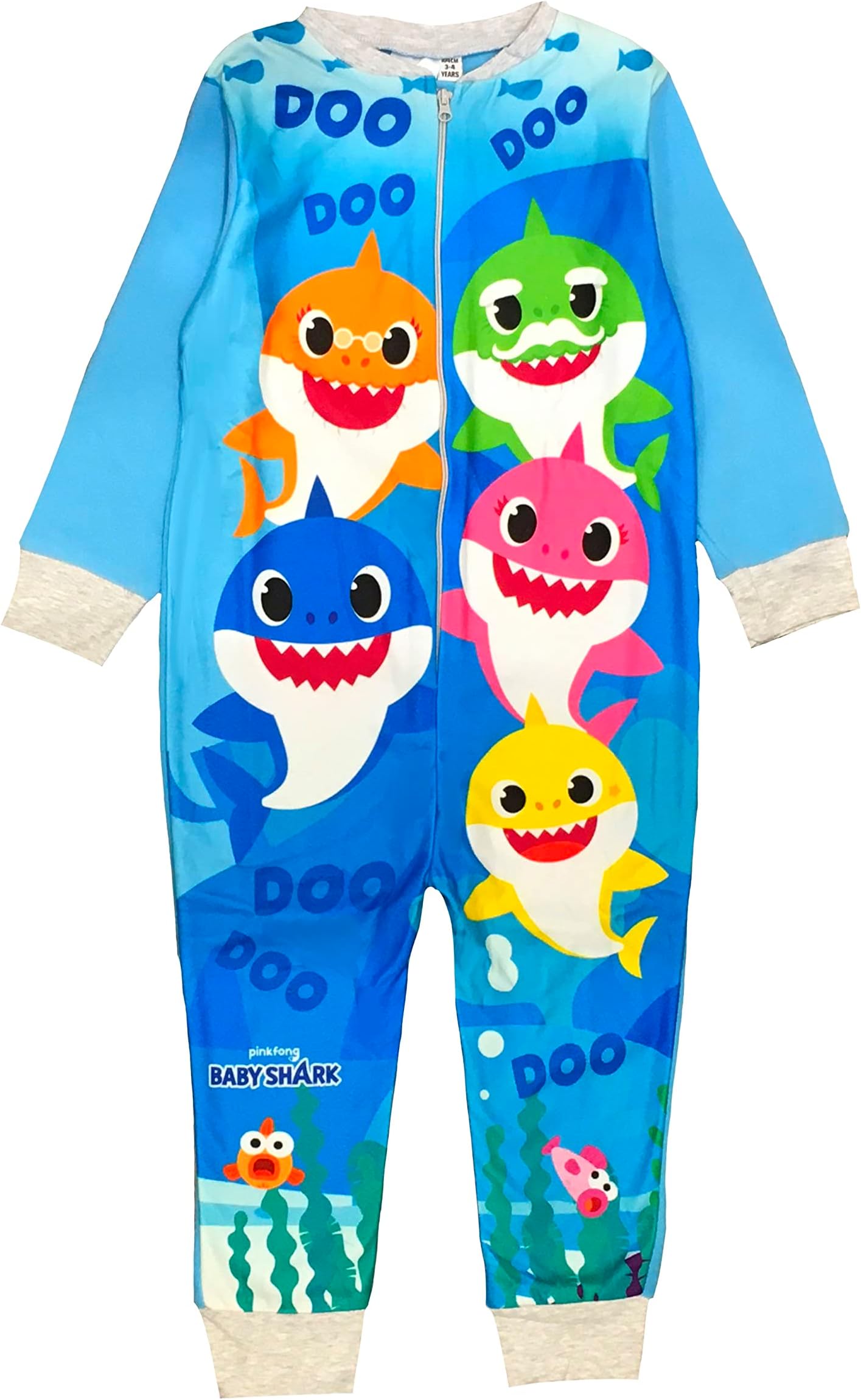 Baby Shark Boys Onesie, Sleepsuit, All In One Pyjamas, Blue, Age 12 Months - 6 Years
