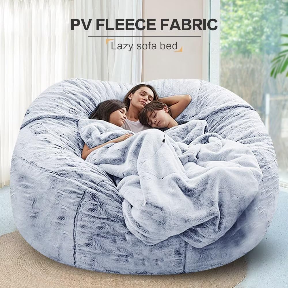 Fodera per Sedia a Sacco di Fagioli (Solo Fodera, Senza Riempimento), Lazy Soft Velvet PV Lavabile coprisacchetto di Fagioli，per Giardino, Salotto, Balcone